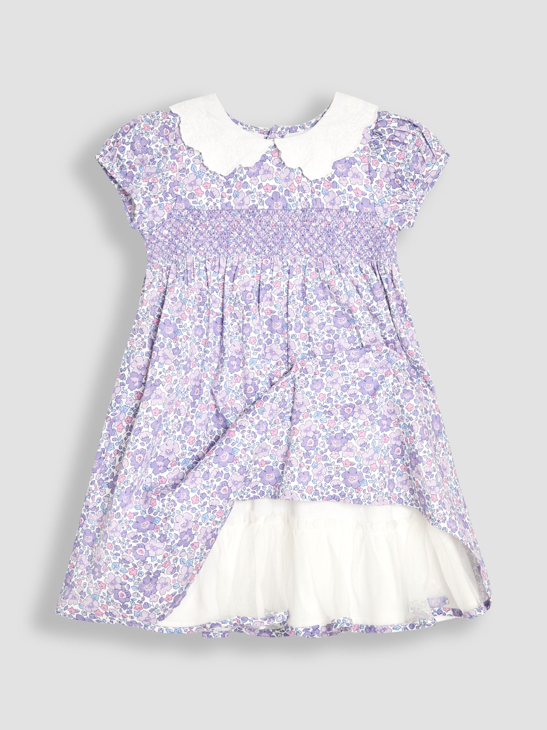 Lilac Purple Floral Broderie Collar Party Dress - Image 2 of 5