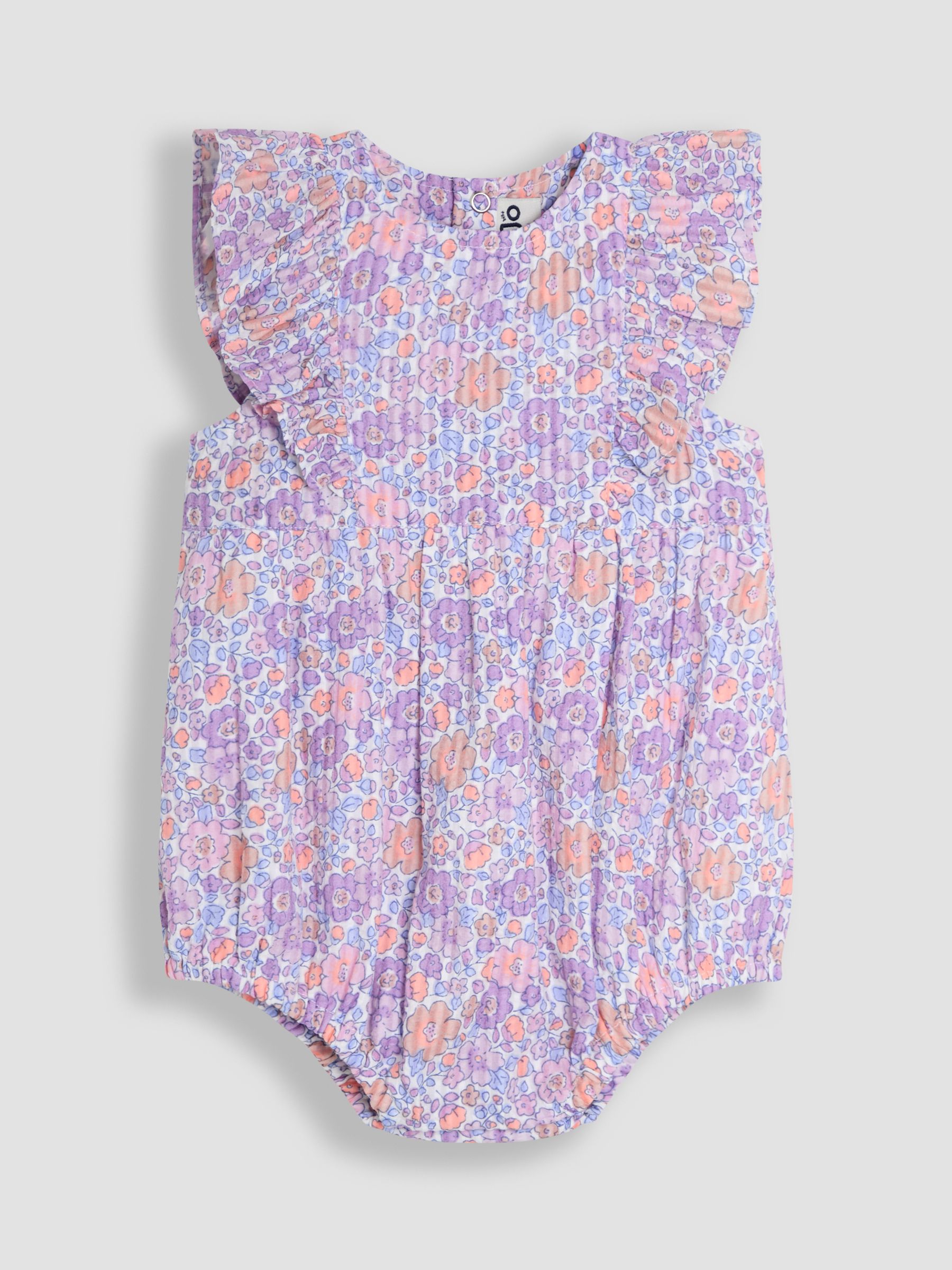 Lilac Tropical Floral 2-Piece Frill-front Romper & Hat Set - Image 2 of 6