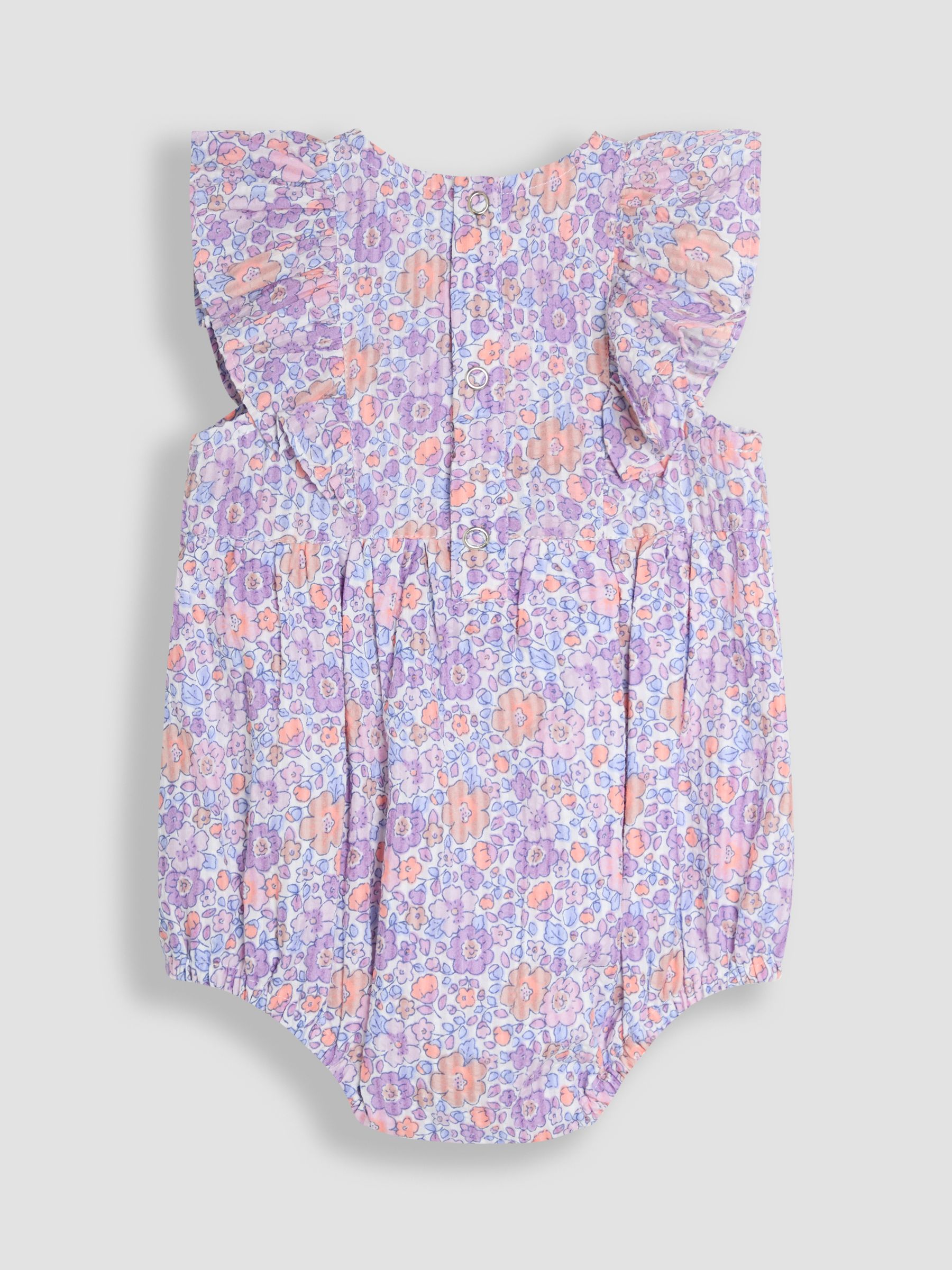 Lilac Tropical Floral 2-Piece Frill-front Romper & Hat Set - Image 3 of 6