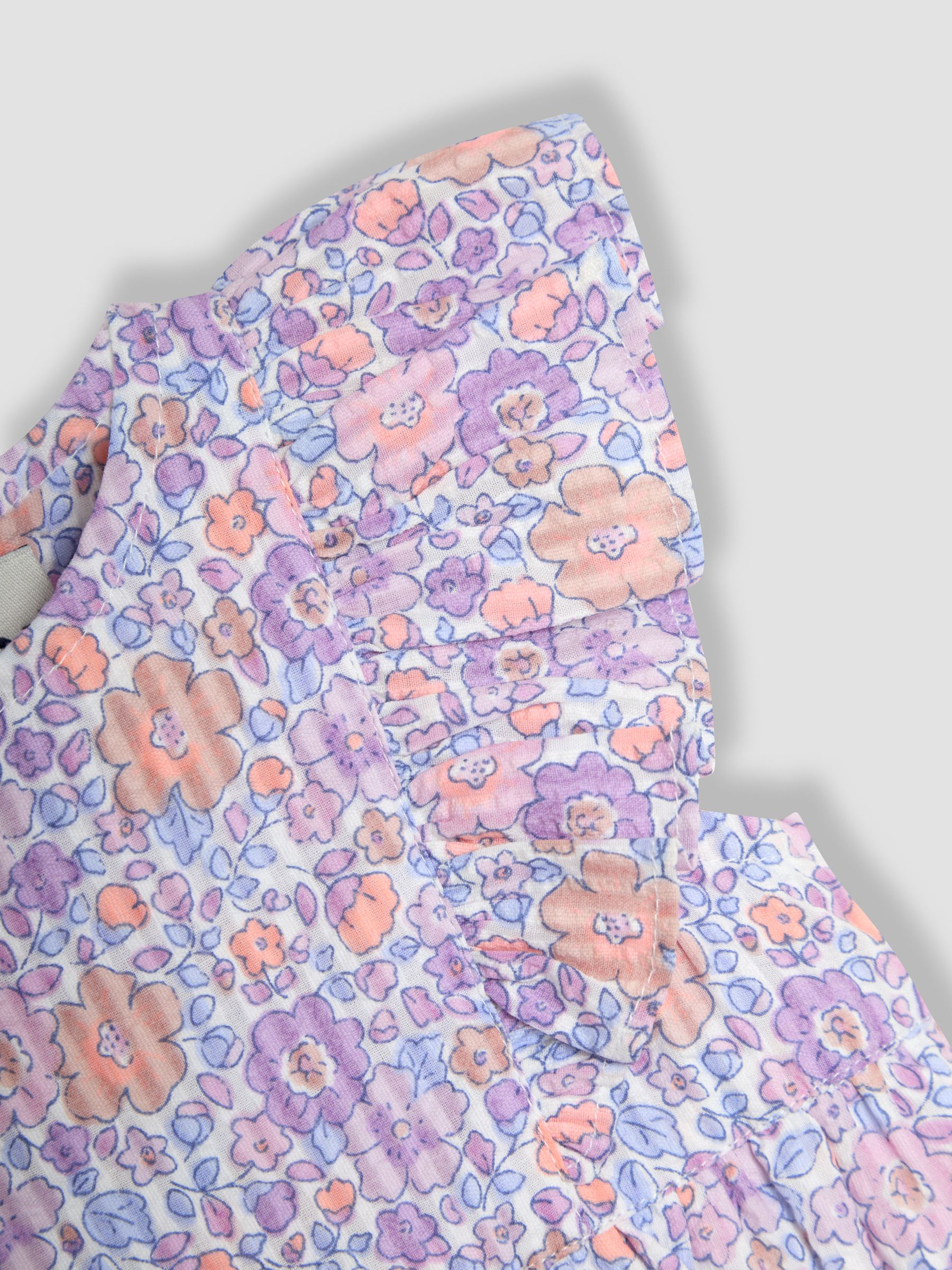Lilac Tropical Floral 2-Piece Frill-front Romper & Hat Set - Image 4 of 6
