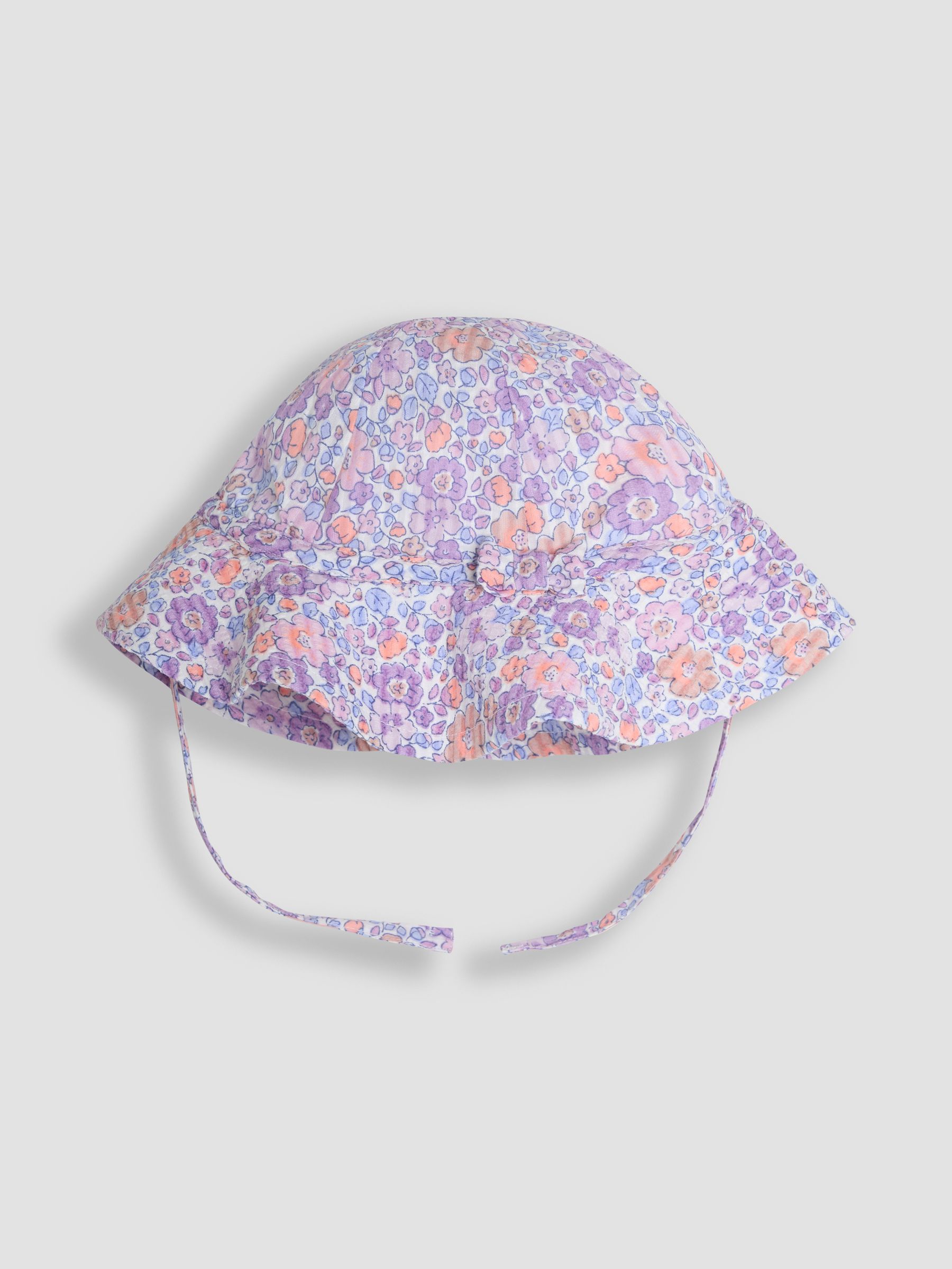 Lilac Tropical Floral 2-Piece Frill-front Romper & Hat Set - Image 5 of 6