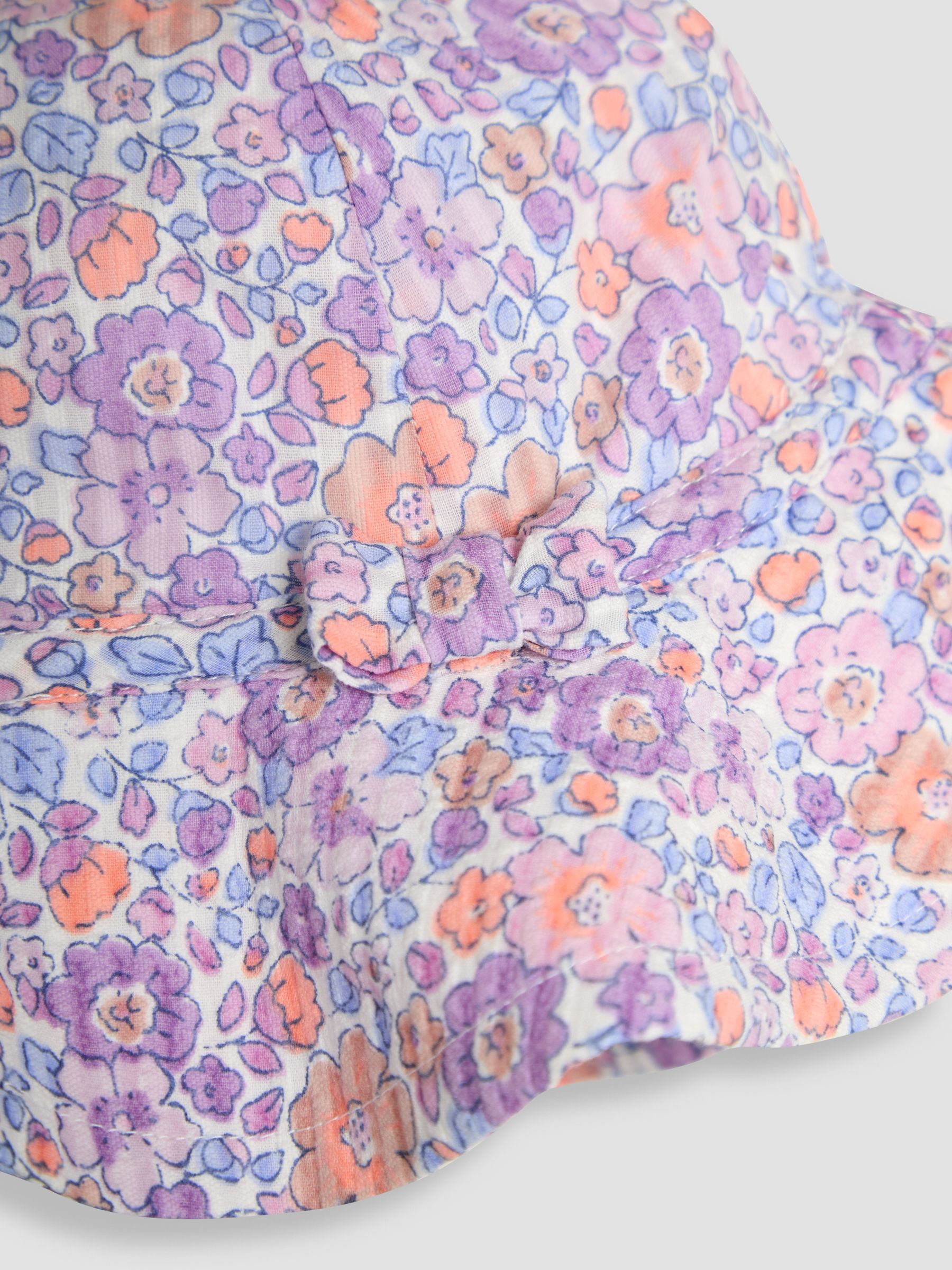 Lilac Tropical Floral 2-Piece Frill-front Romper & Hat Set - Image 6 of 6