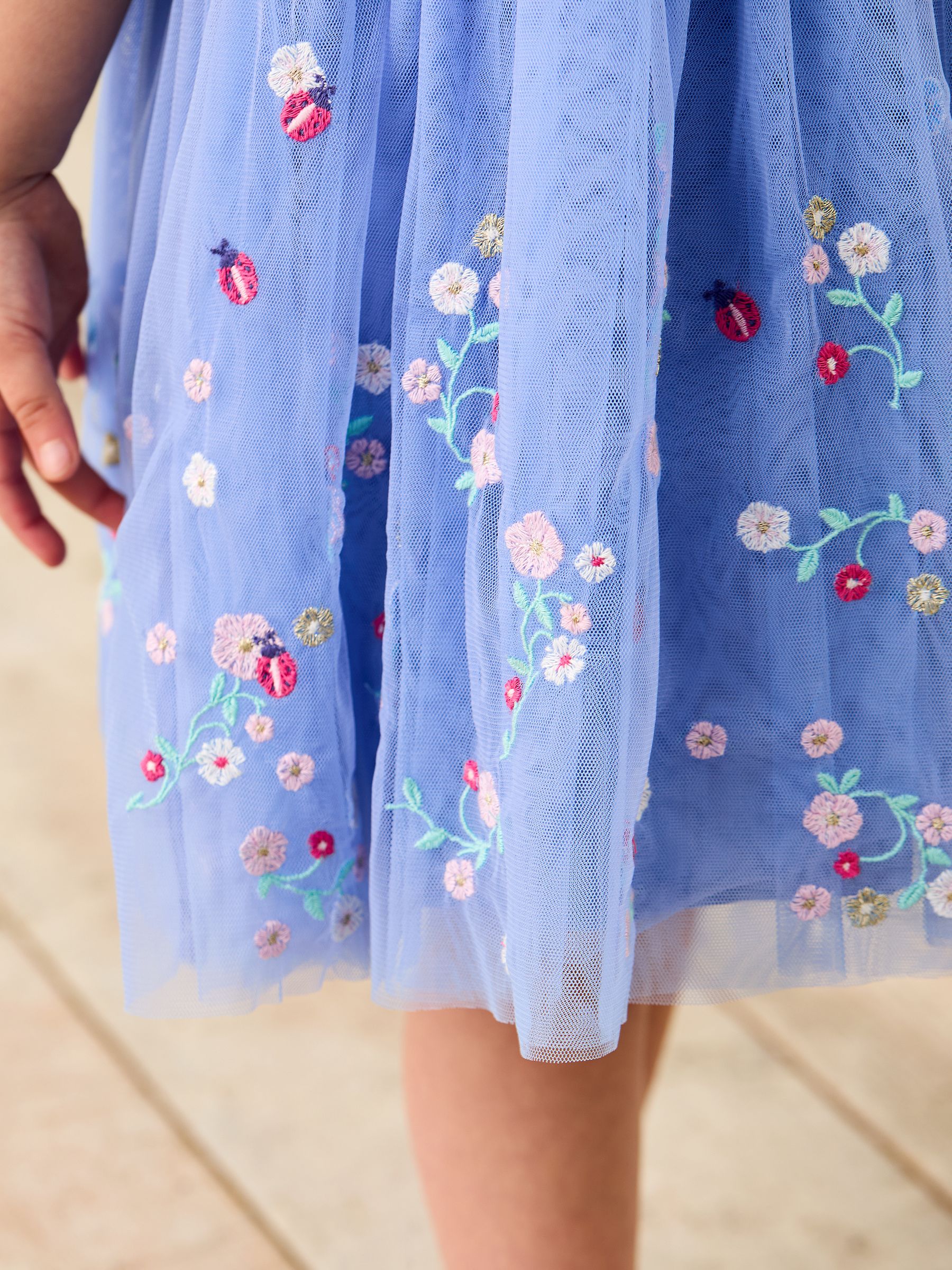 Blue Ladybird Floral Frill Embroidered Tulle Party Dress - Image 4 of 7