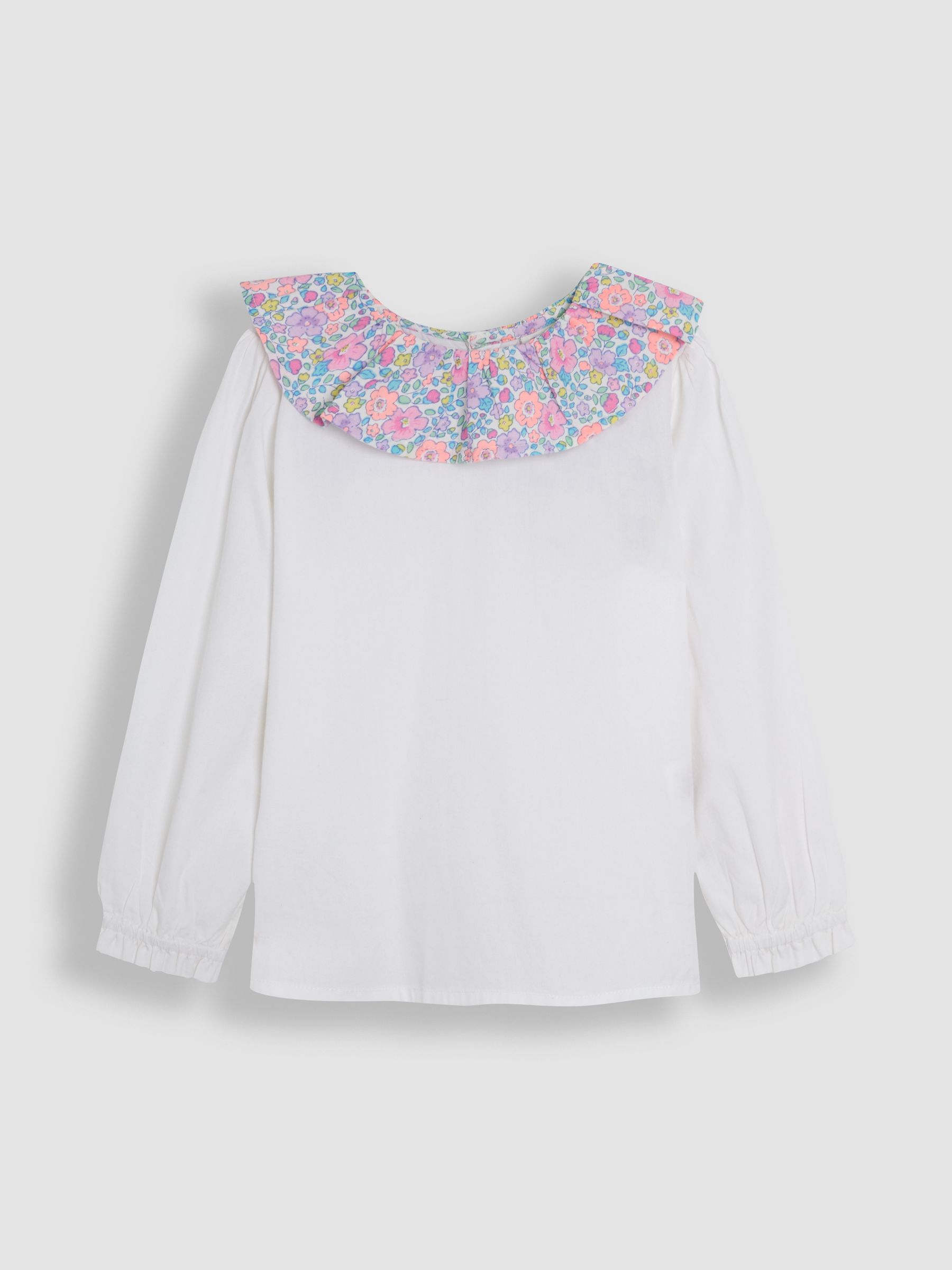 Cream Floral Ruffle Collar Top - Image 1 of 3