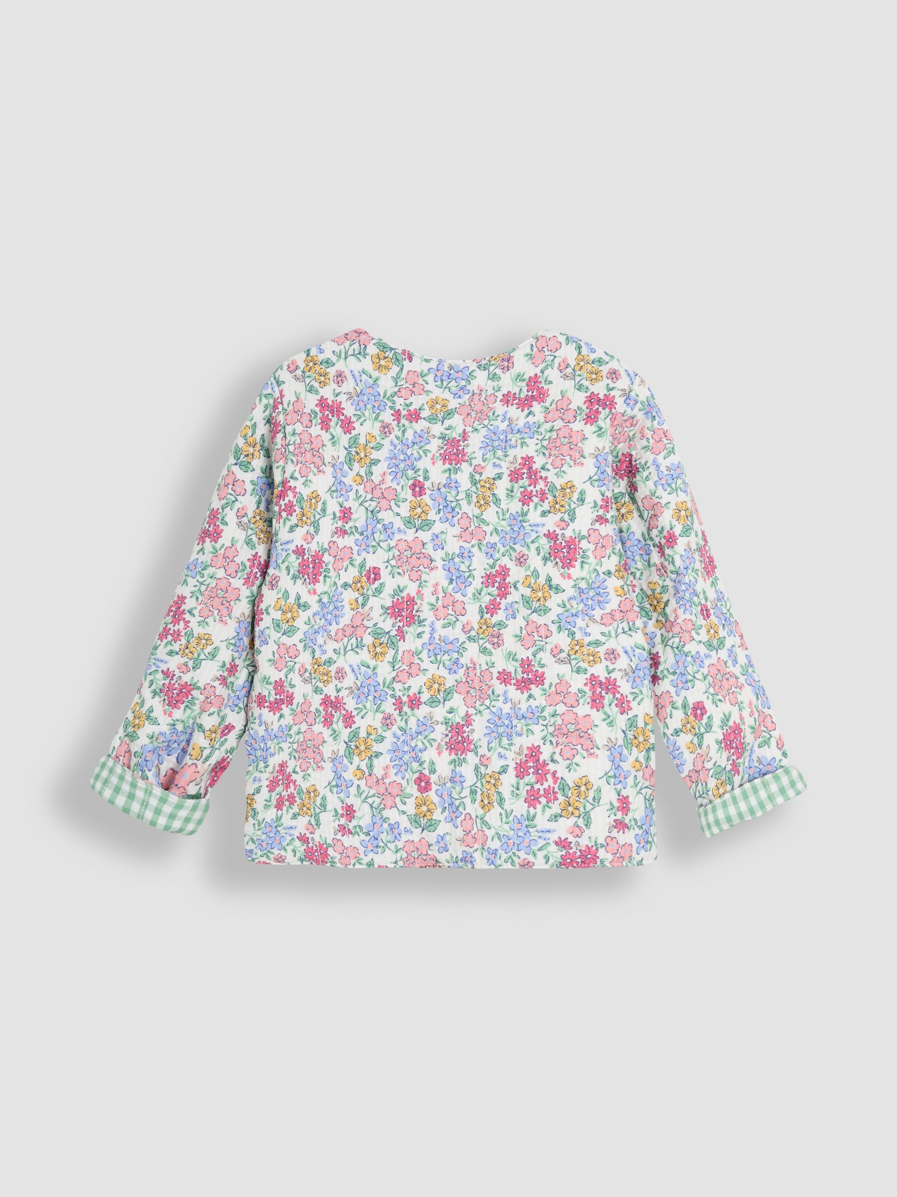 Soft Pink Floral Print Quilted Reversible 100% Cotton Jacket - Image 3 of 9