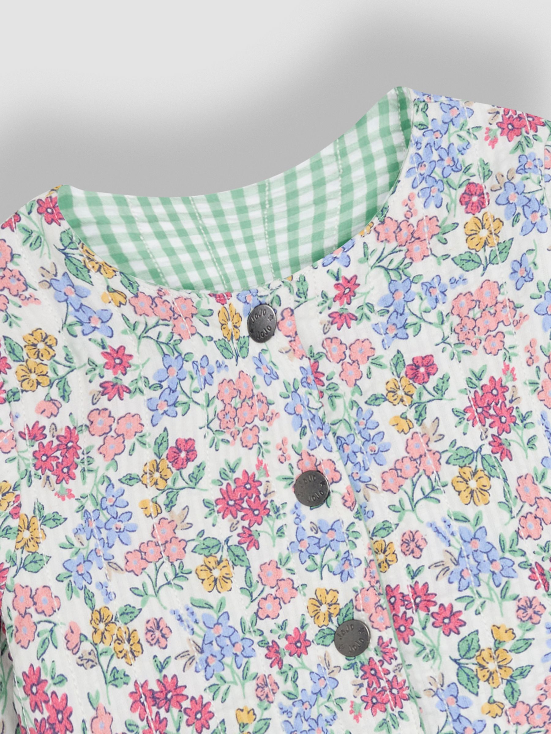 Soft Pink Floral Print Quilted Reversible 100% Cotton Jacket - Image 6 of 9