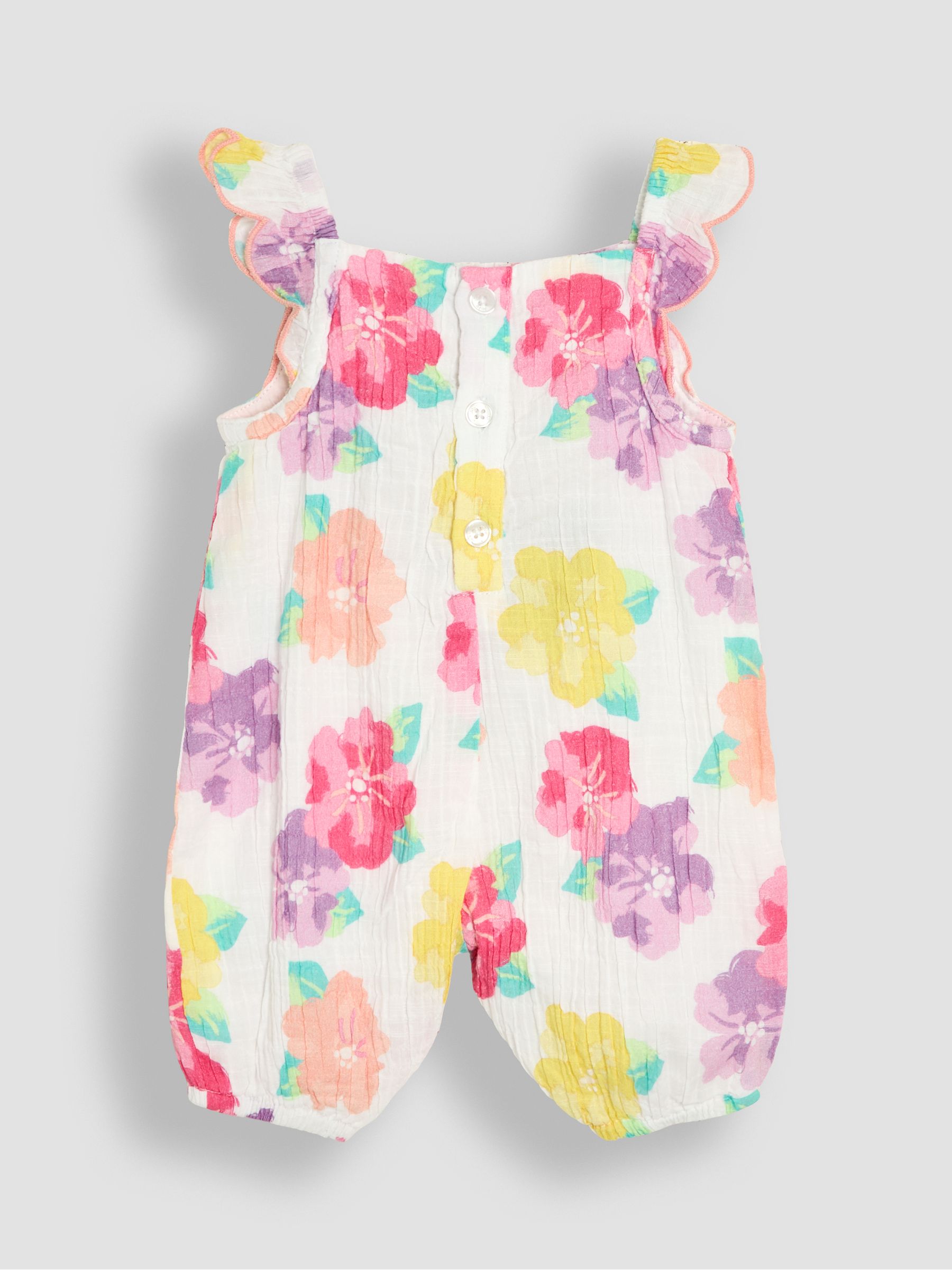 Pink Tropical Floral Ruffle Strap Pretty Sunsuit - Image 2 of 3
