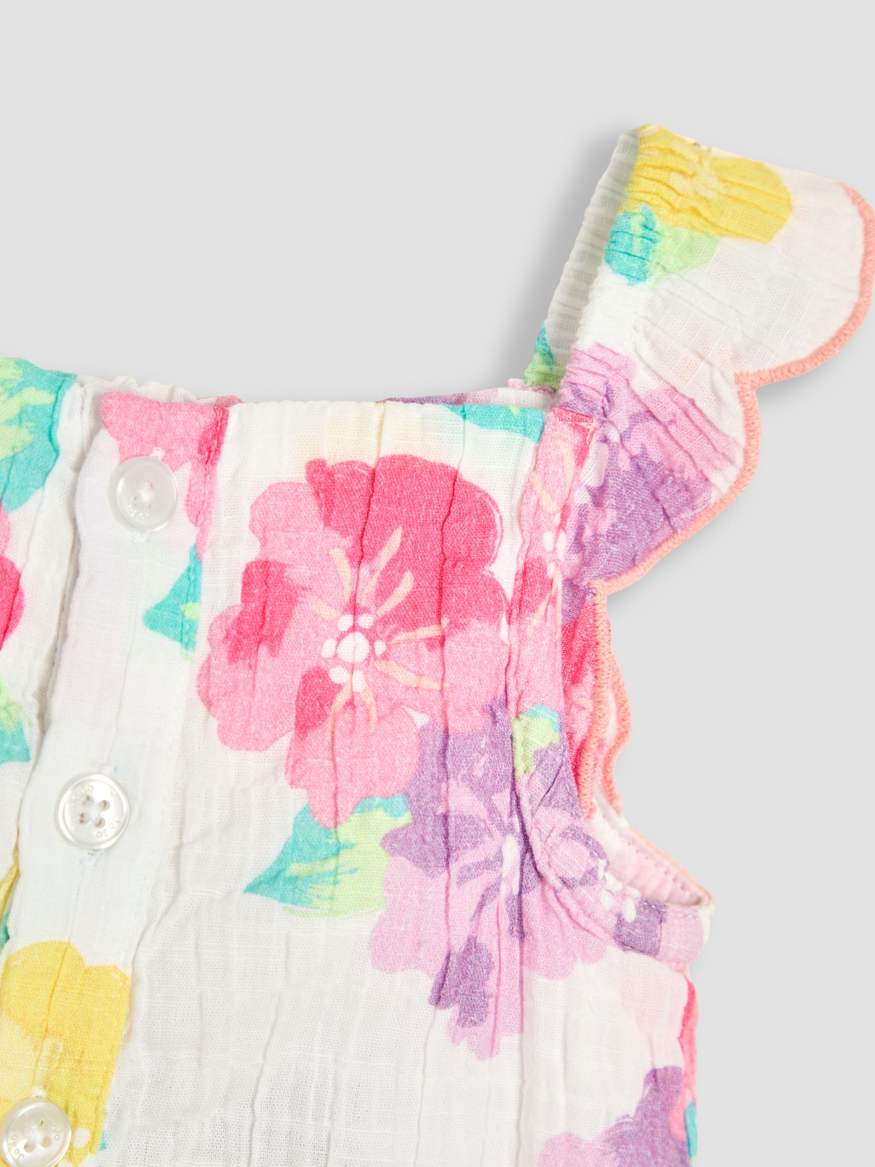 Pink Tropical Floral Ruffle Strap Pretty Sunsuit - Image 3 of 3
