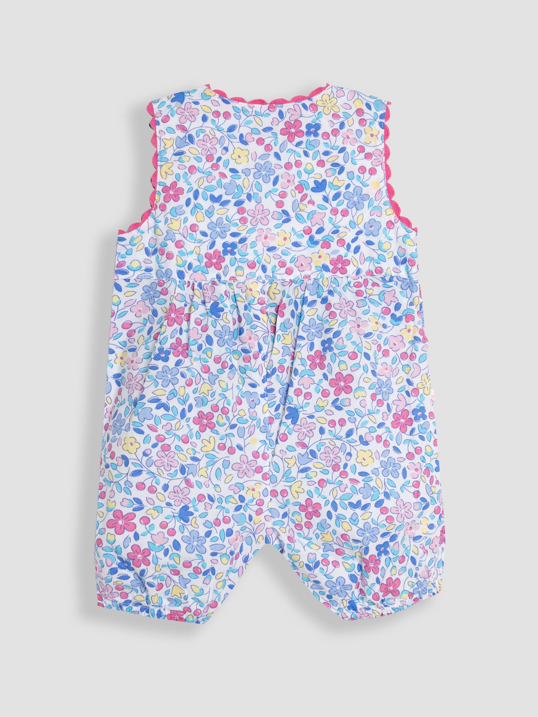 Blue Ditsy Floral Duck Appliqué Pocket 100% Cotton Dungarees - Image 2 of 3