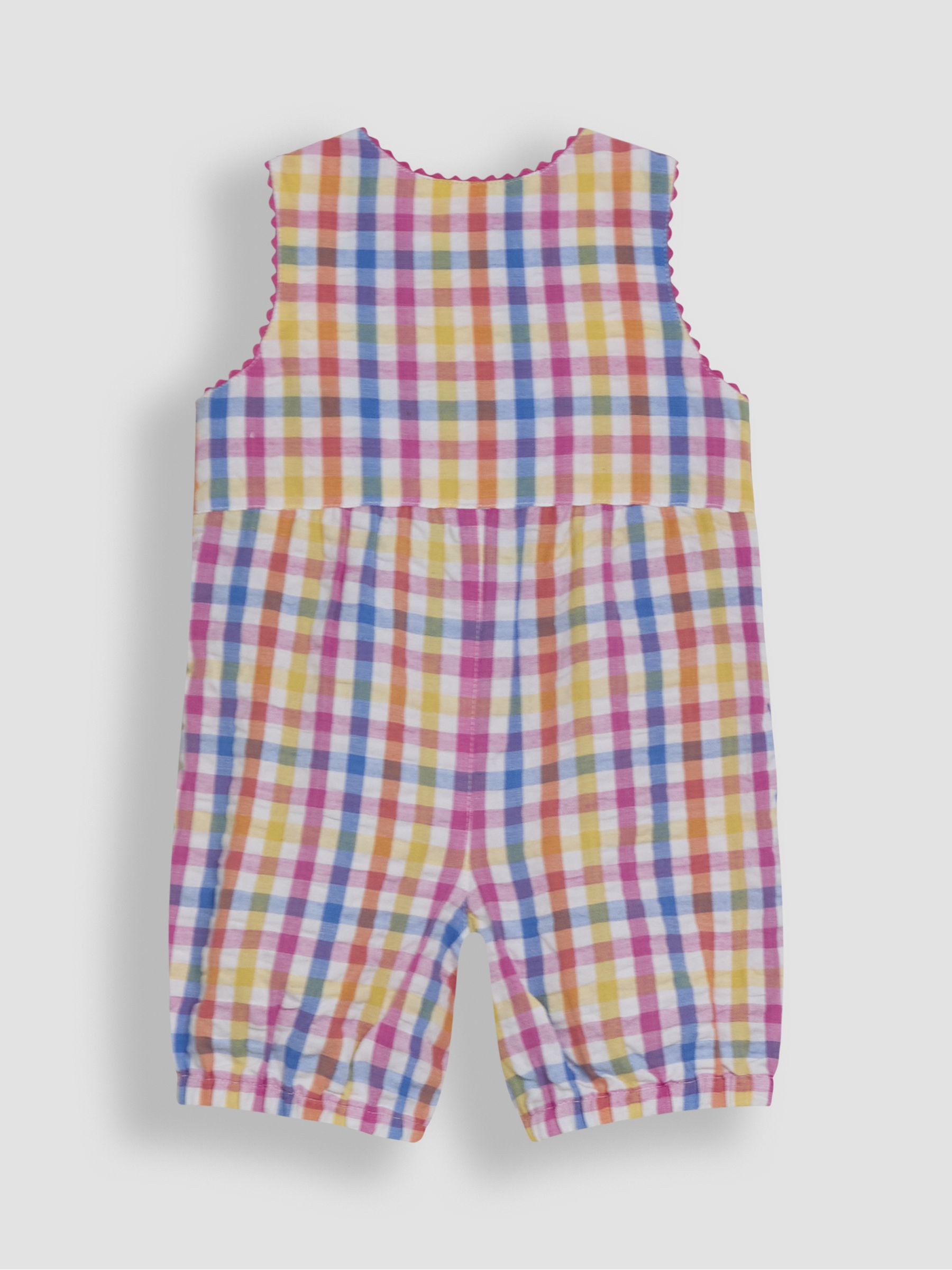 Pink Floral Embroidered Pocket Embroidered Gingham Dungarees - Image 2 of 3