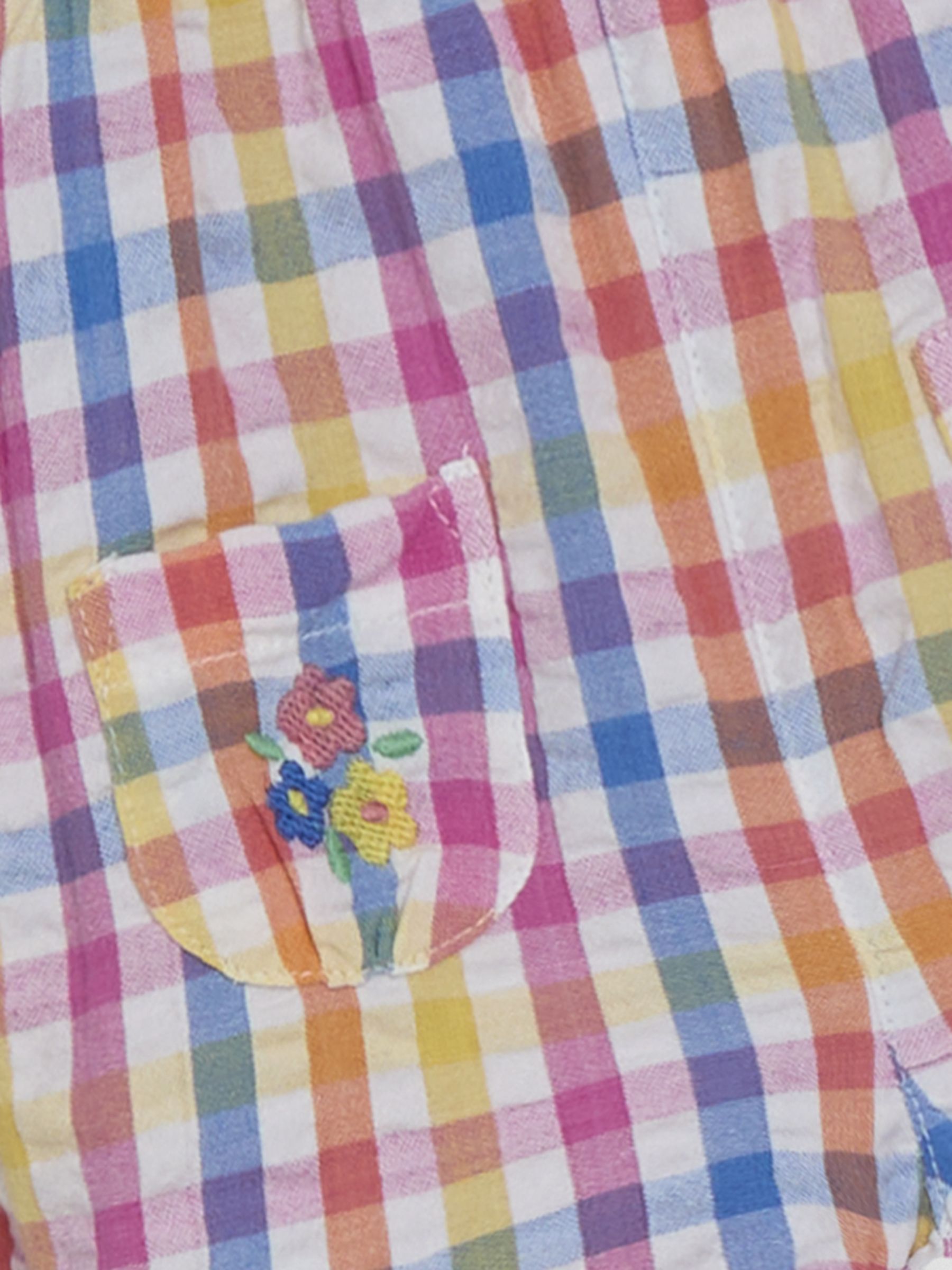 Pink Floral Embroidered Pocket Embroidered Gingham Dungarees - Image 3 of 3