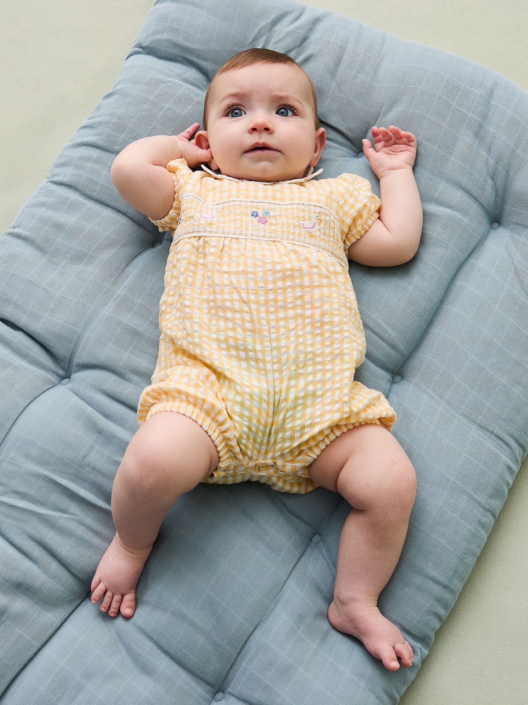 Yellow Duck Embroidered Smocked Pretty Romper - Image 1 of 3