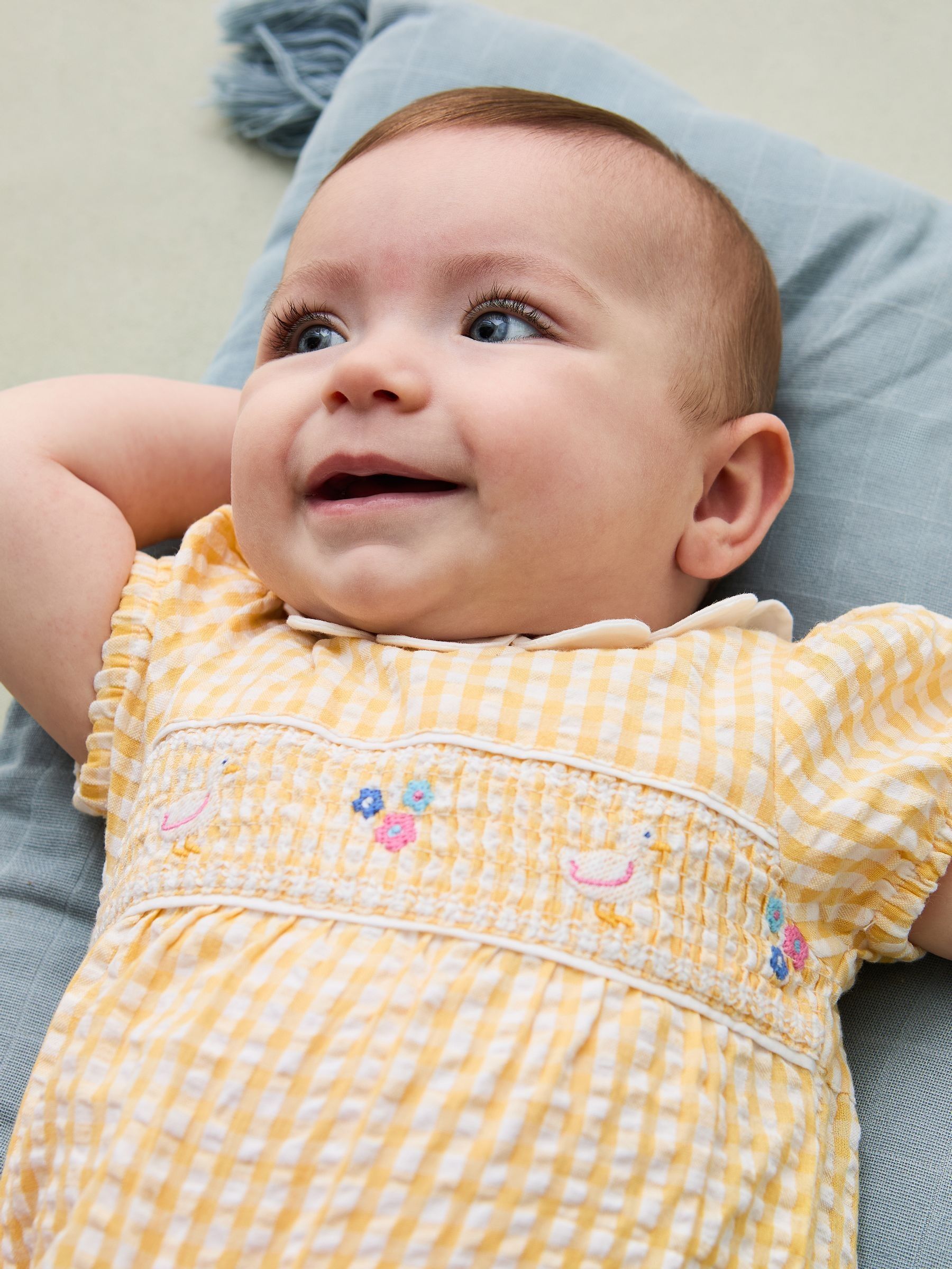 Yellow Duck Embroidered Smocked Pretty Romper - Image 2 of 3