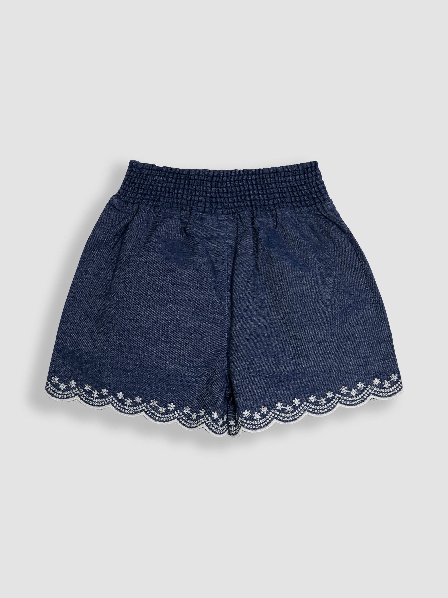 Chambray Blue Broderie Scallop Pocket Shorts - Image 3 of 3