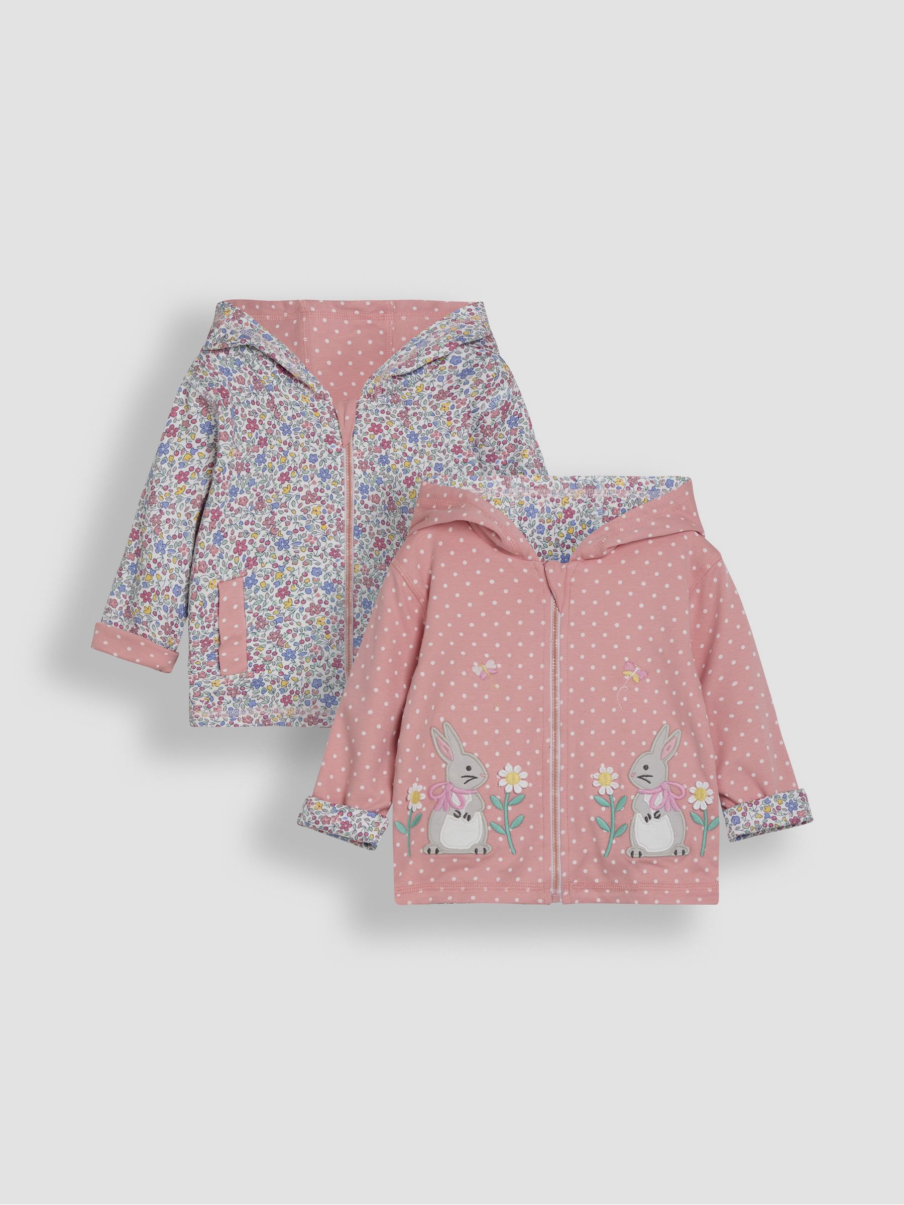 Pink Bunny Appliqué Reversible Hoodie - Image 1 of 7