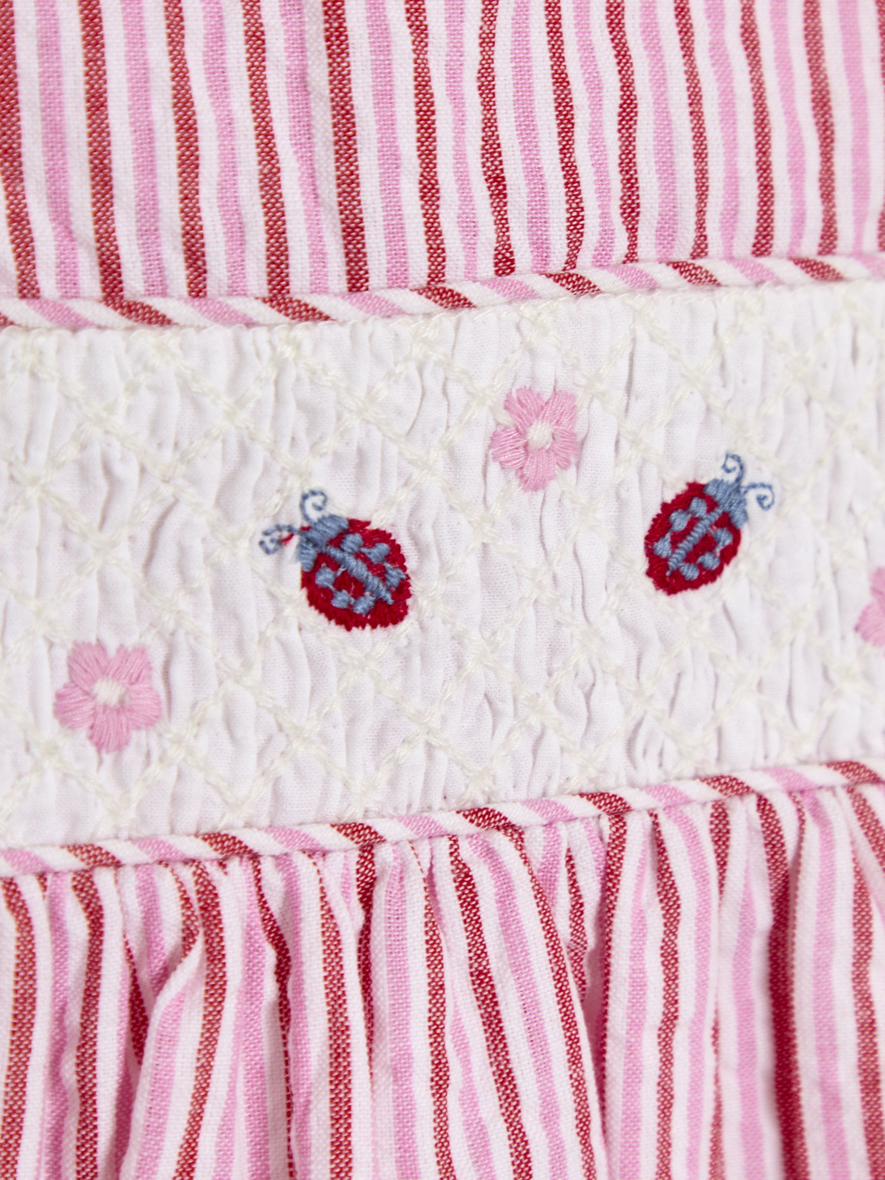 Pink Ladybird Seersucker Stripe Smocked Dress - Image 3 of 3