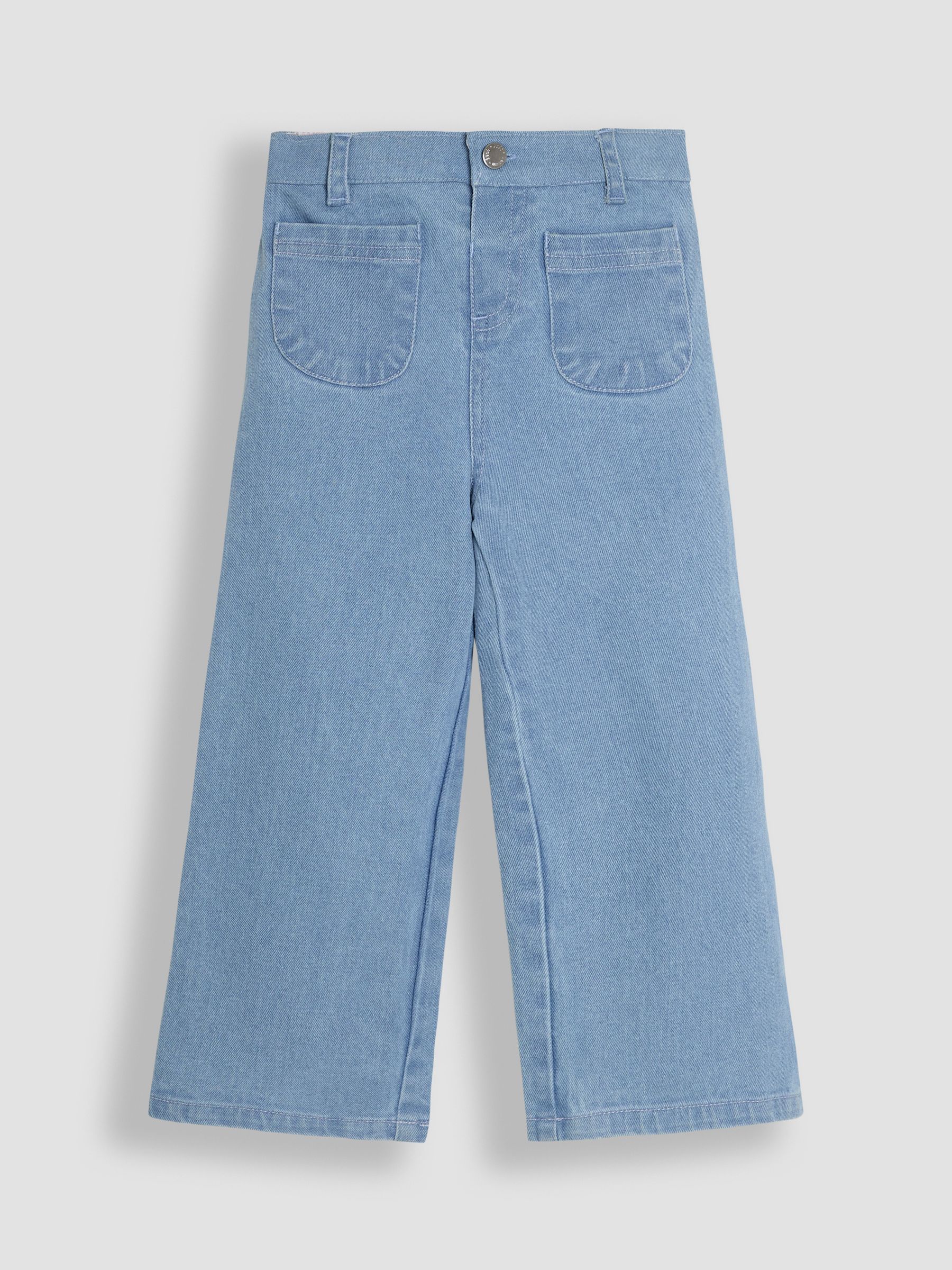 Denim Blue Wide Leg Patch Pocket Trousers - Image 1 of 4