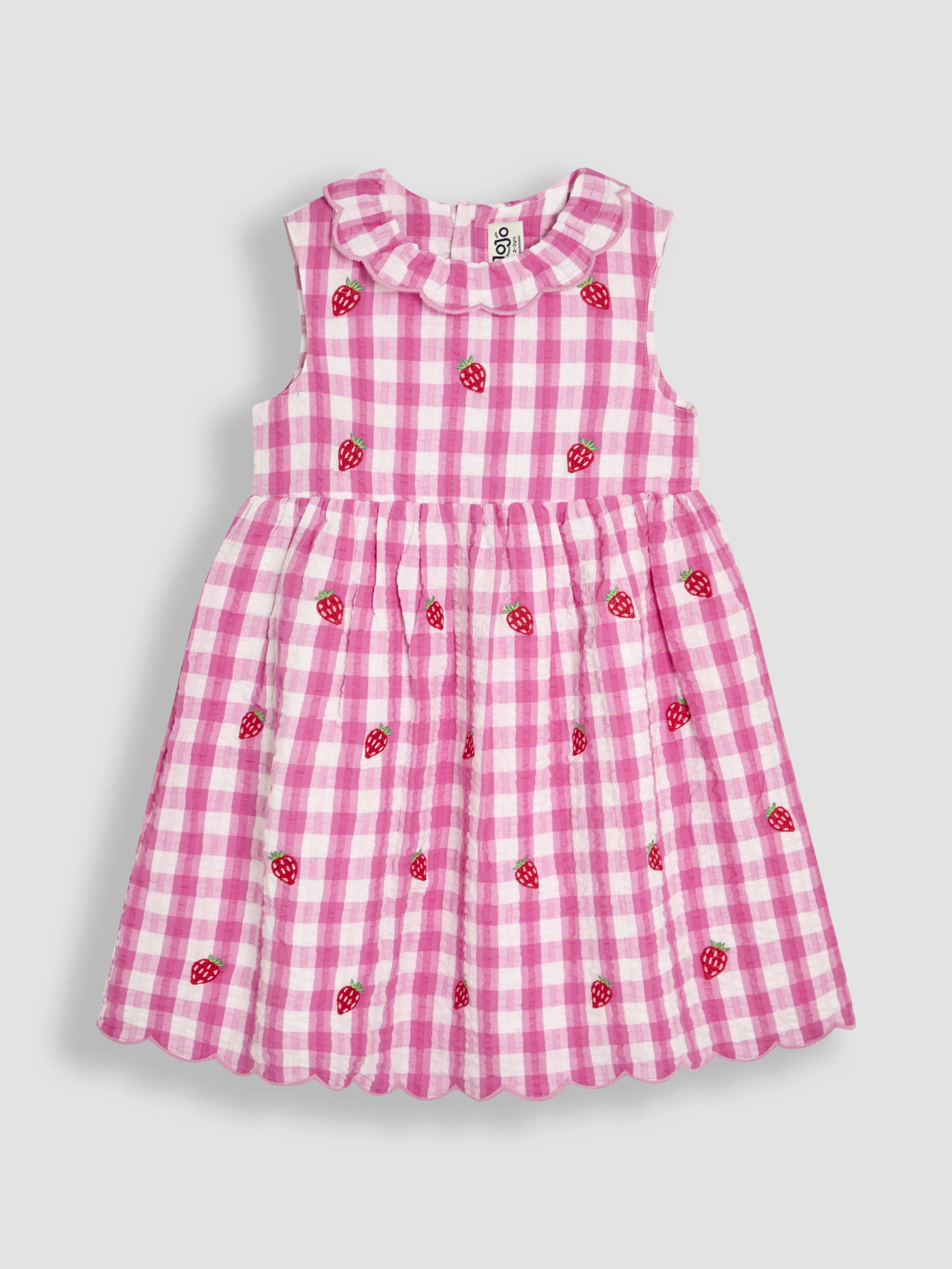 Fuchsia Pink Strawberry Embroidered Summer Dress - Image 1 of 3
