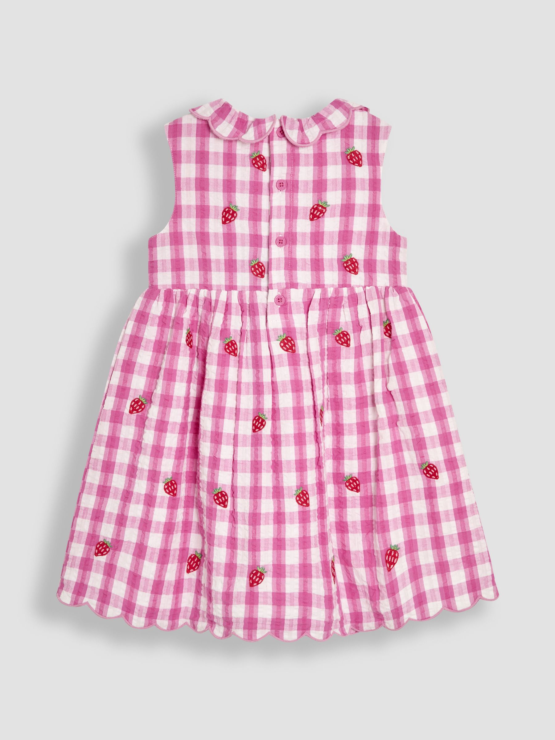 Fuchsia Pink Strawberry Embroidered Summer Dress - Image 2 of 3