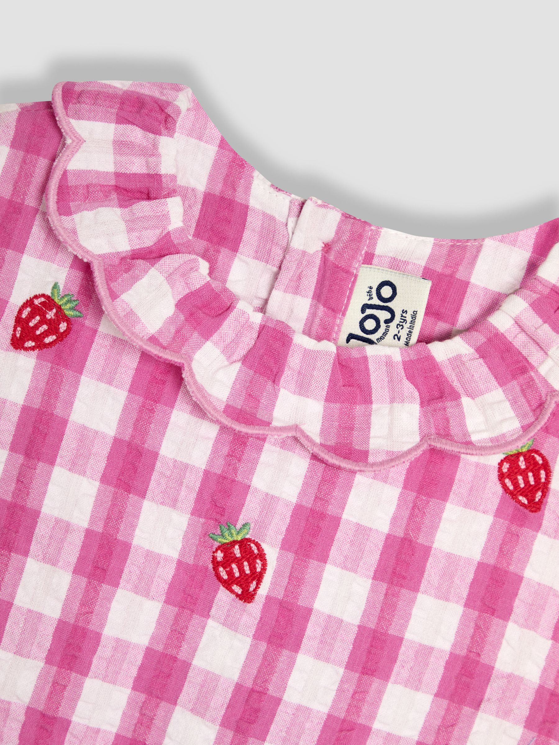 Fuchsia Pink Strawberry Embroidered Summer Dress - Image 3 of 3