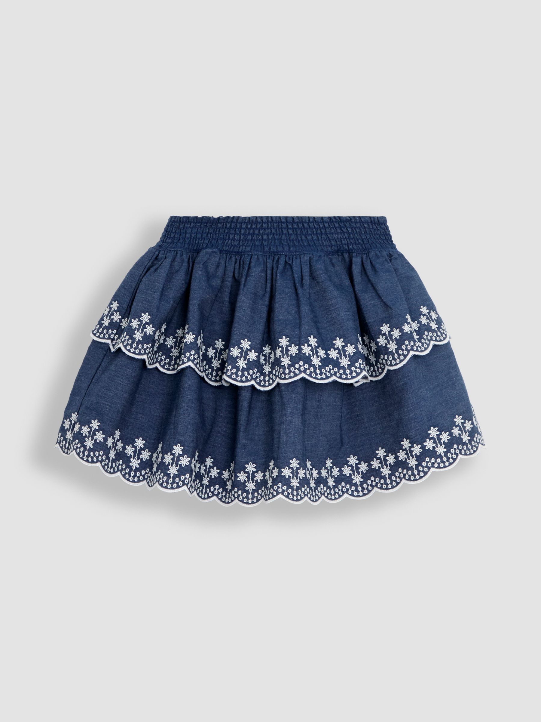 Blue Broderie Scallop Hem Tiered Skirt - Image 1 of 3