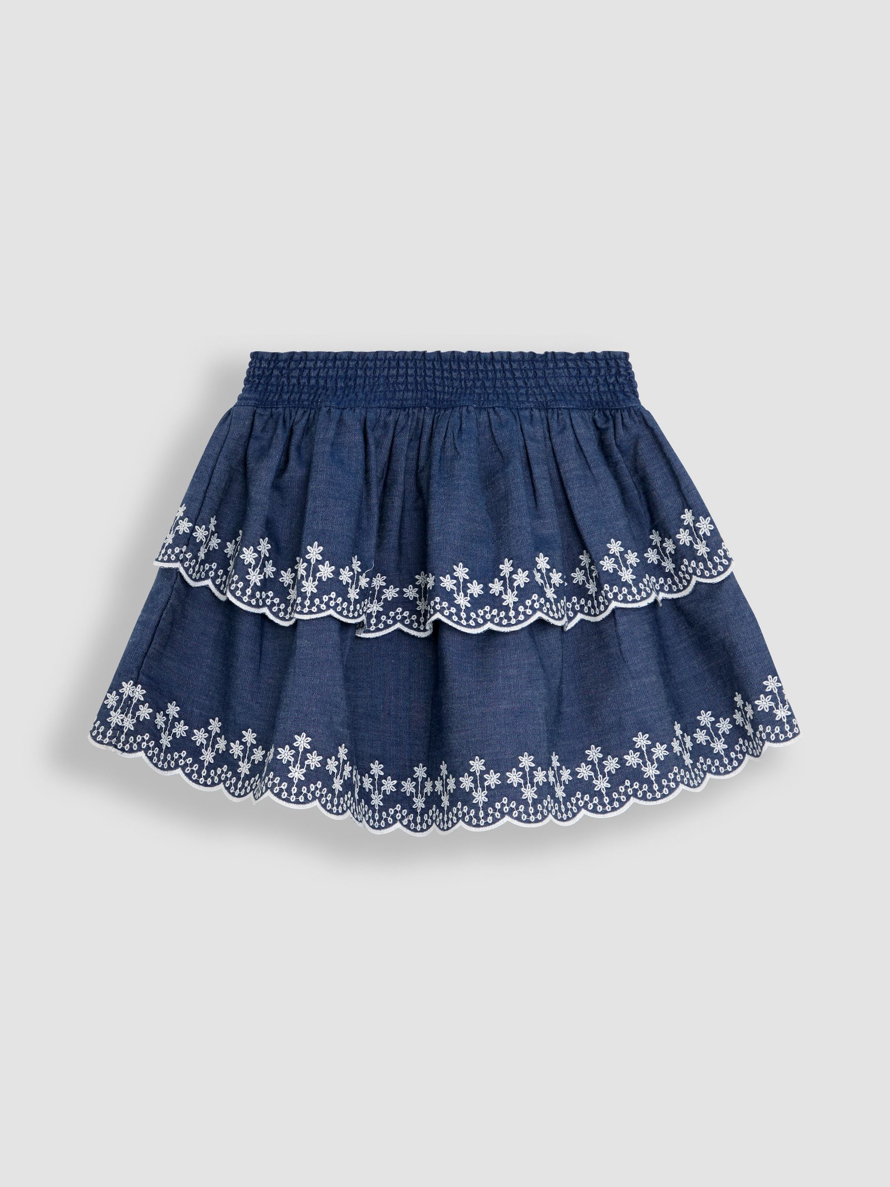 Blue Broderie Scallop Hem Tiered Skirt - Image 2 of 3