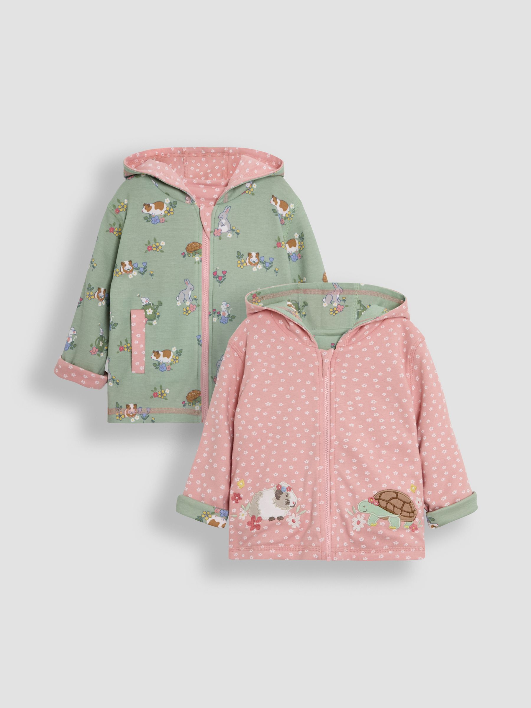 Pink Guinea Pig & Tortoise Appliqué Reversible Hoodie - Image 1 of 8