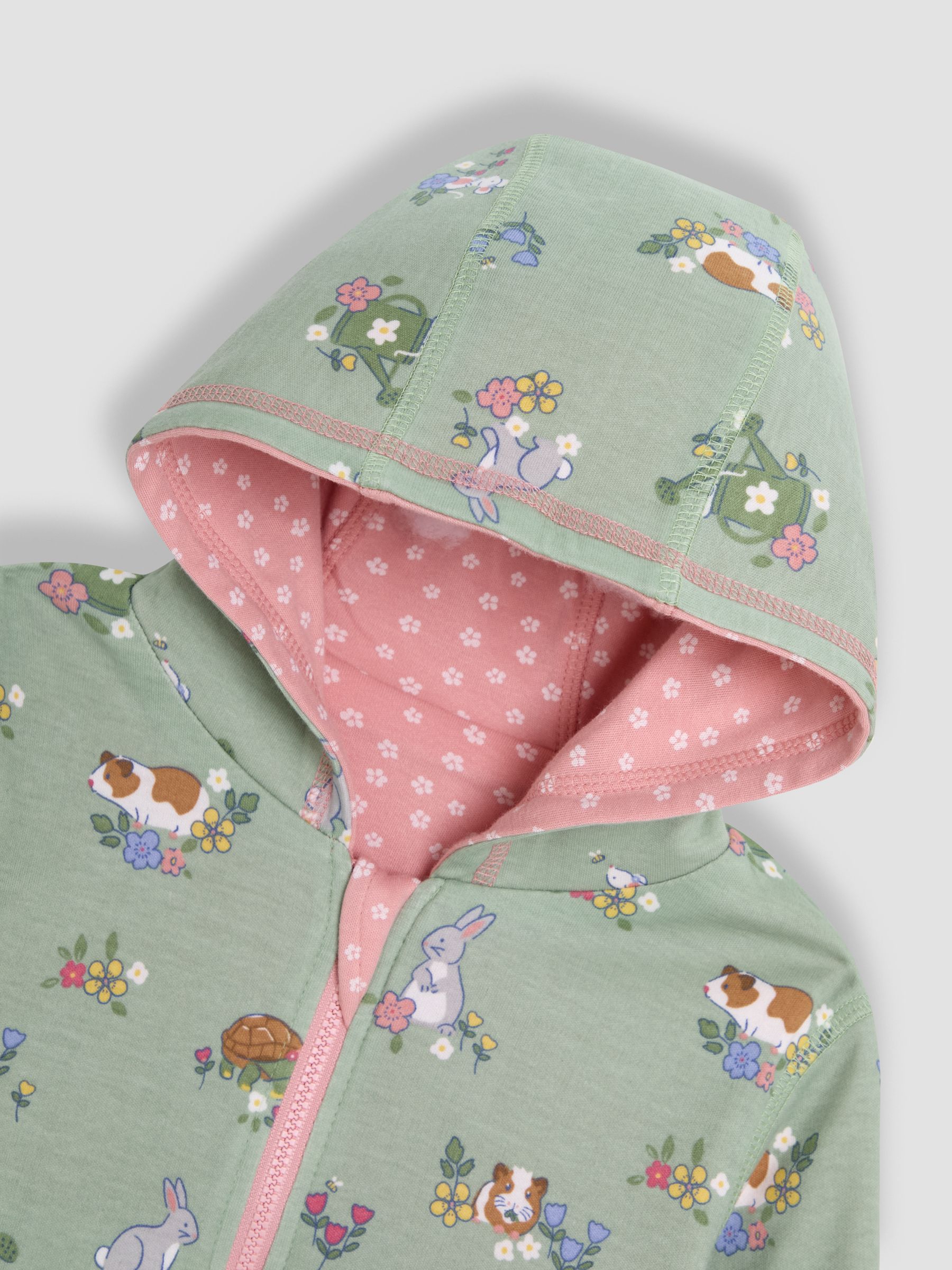 Pink Guinea Pig & Tortoise Appliqué Reversible Hoodie - Image 6 of 8