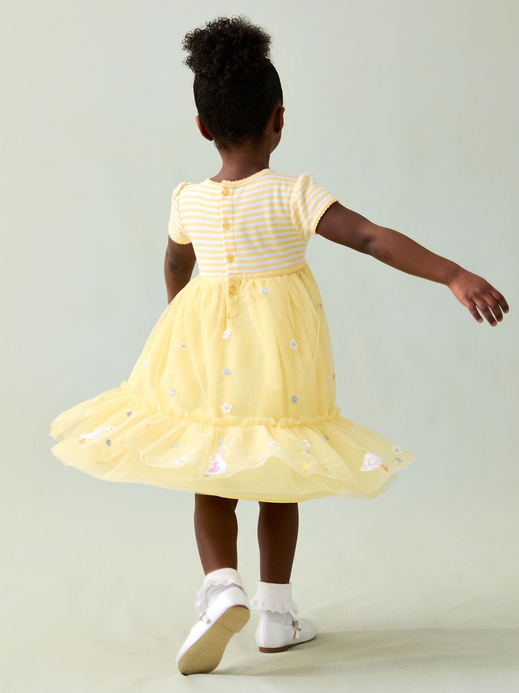 Yellow Duck & Bunny Appliqué Hem Tulle Party Dress - Image 2 of 8