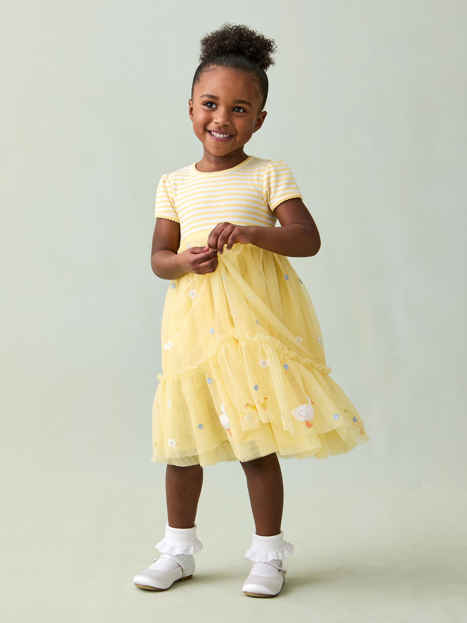 Yellow Duck & Bunny Appliqué Hem Tulle Party Dress - Image 3 of 8