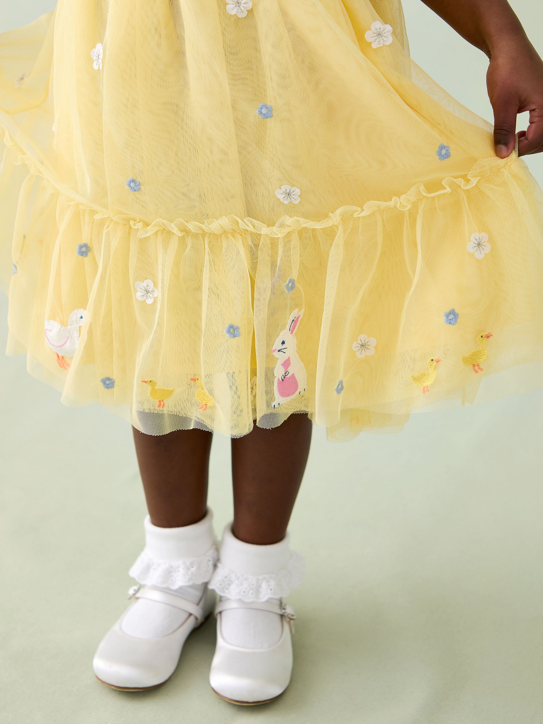 Yellow Duck & Bunny Appliqué Hem Tulle Party Dress - Image 5 of 8