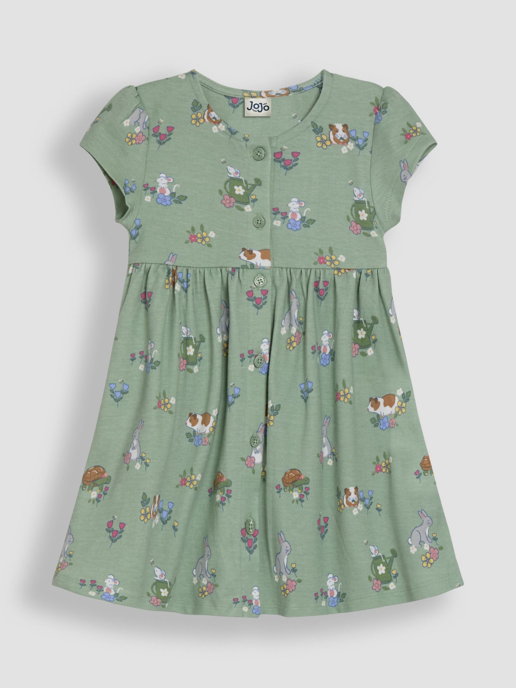 Green Guinea Pig & Friends Pet in Pocket Button Through Dress - Image 2 of 3