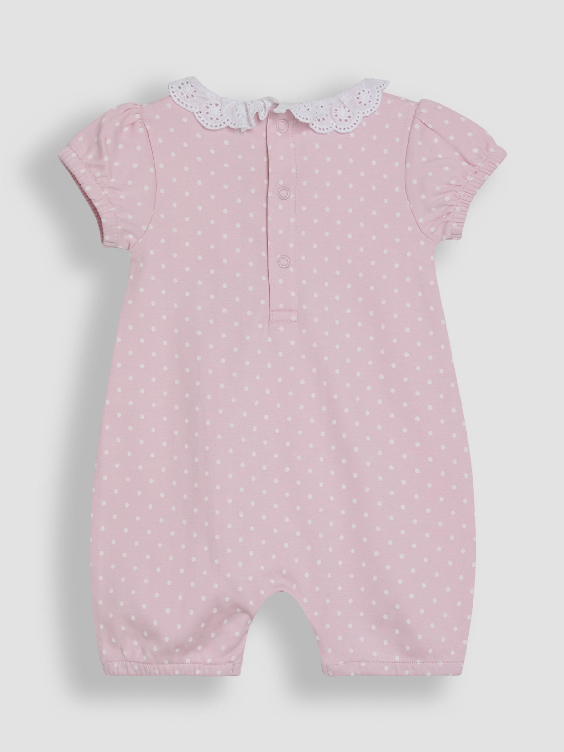 Pink Mouse Applique Broderie Collar 100% Cotton Rompers 2 Pack - Image 3 of 7