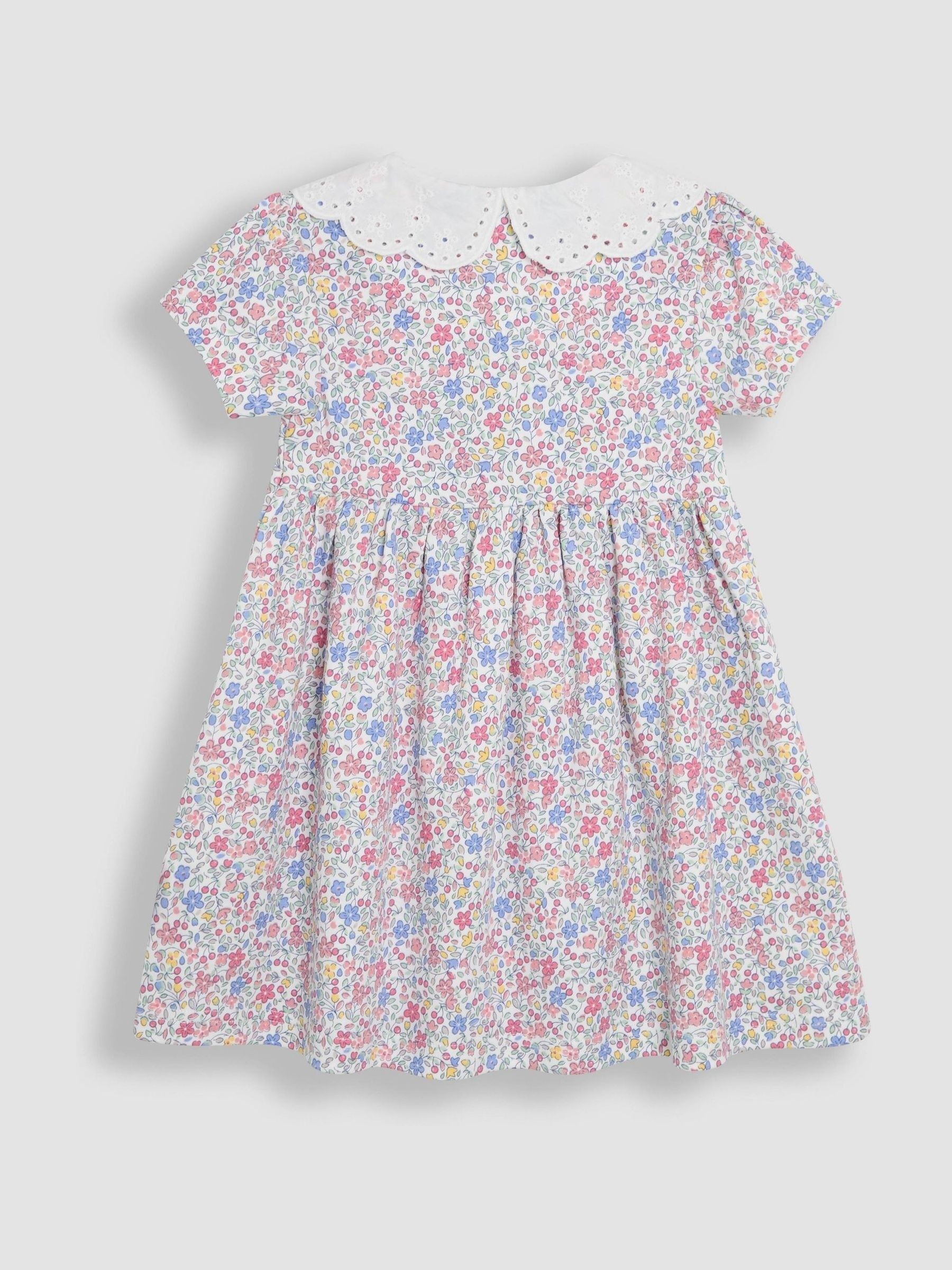 Pink Cherry Ditsy Floral Print Peter Pan Collar Button Front Dress - Image 2 of 4