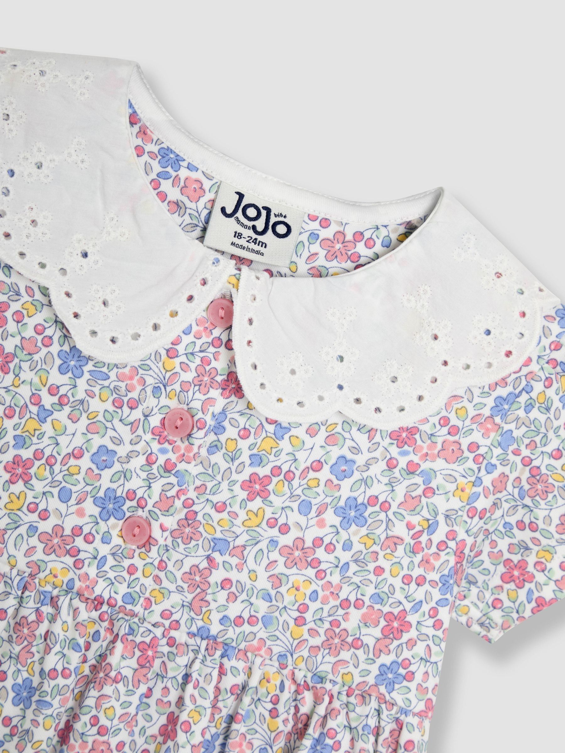 Pink Cherry Ditsy Floral Print Peter Pan Collar Button Front Dress - Image 3 of 4