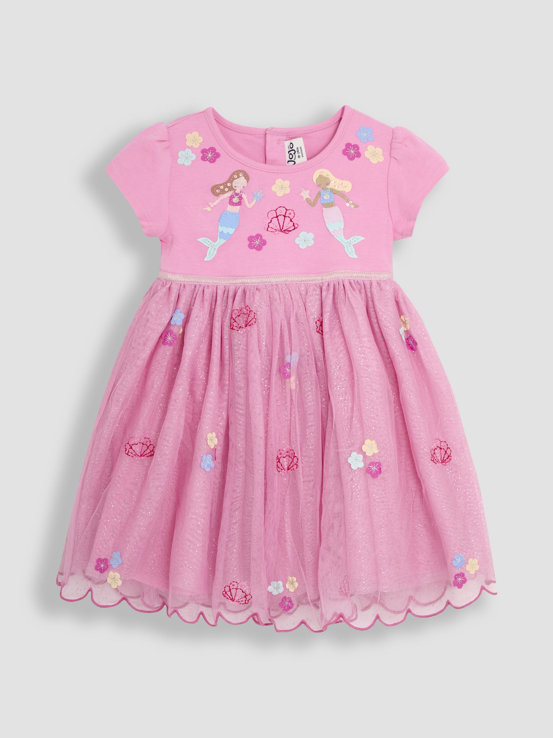 Pink Mermaid Appliqué Tulle Party Dress - Image 1 of 3