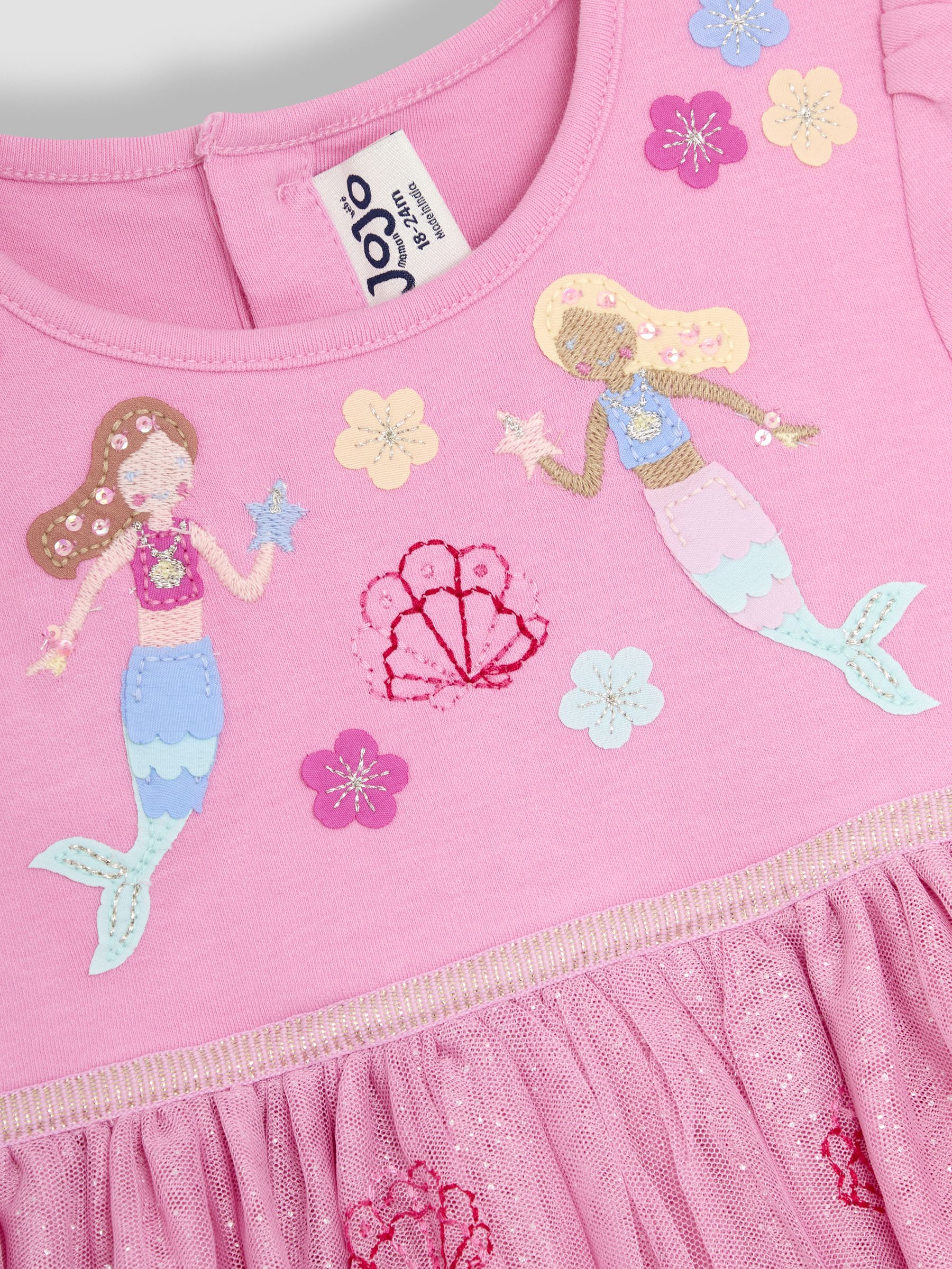 Pink Mermaid Appliqué Tulle Party Dress - Image 3 of 3