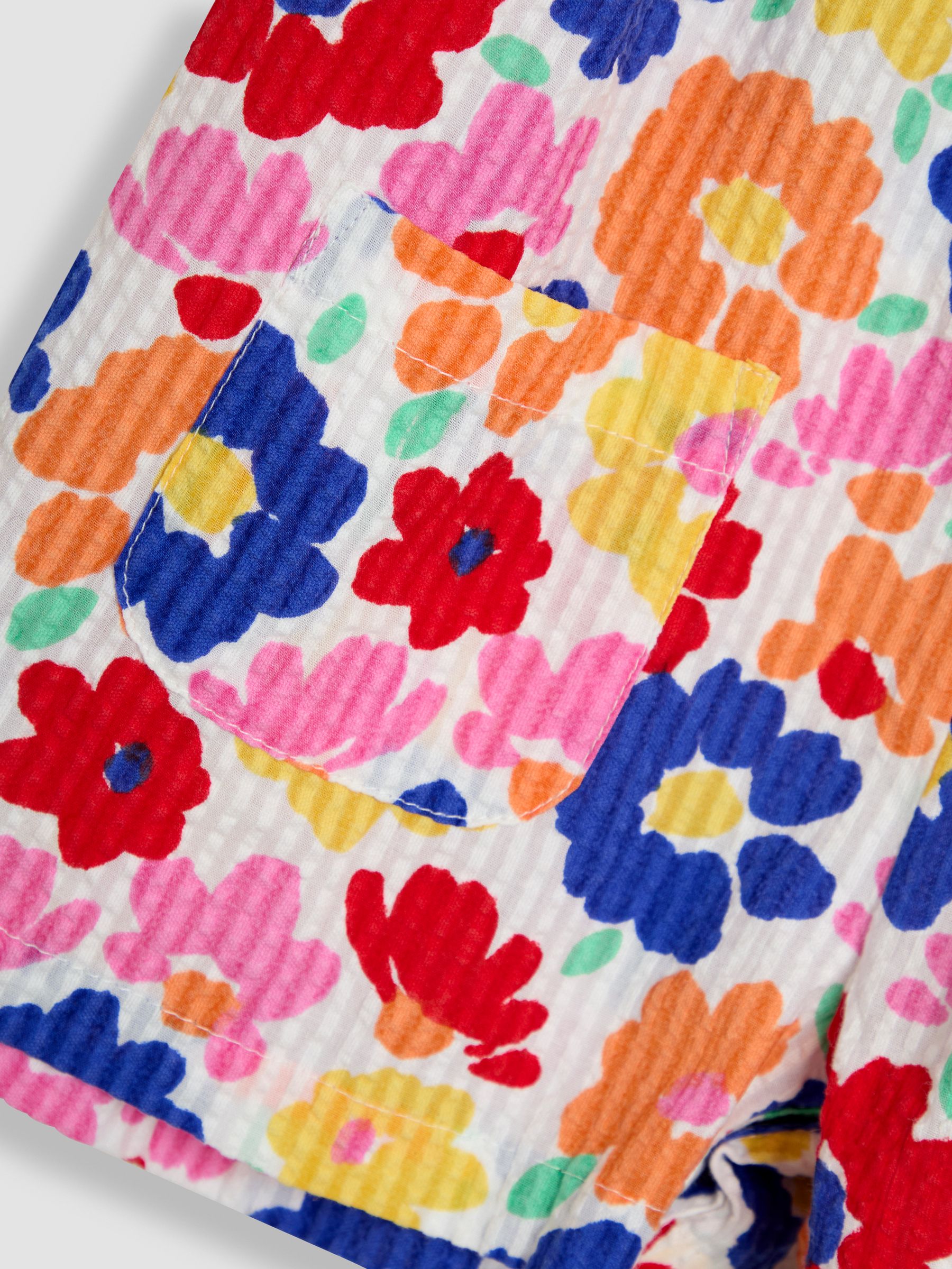Bright Fuchsia Floral Seersucker Frill Sleeve Playsuit - Image 3 of 3