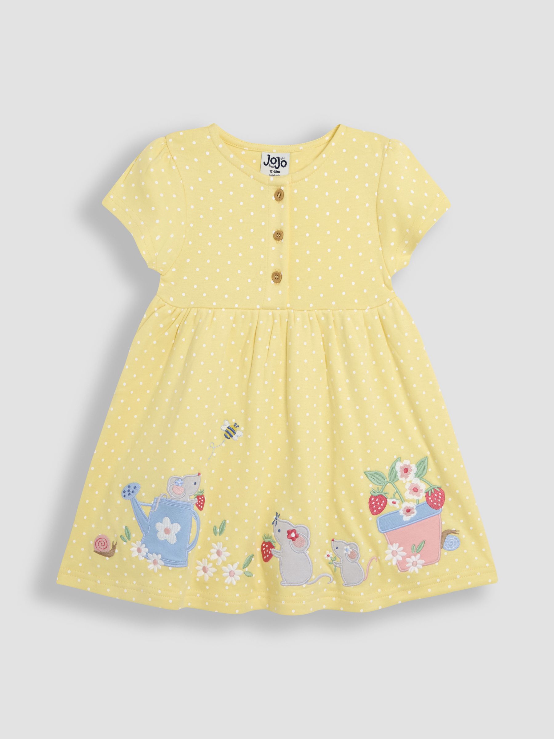 Yellow Mouse Appliqué Button Front Dress - Image 1 of 3