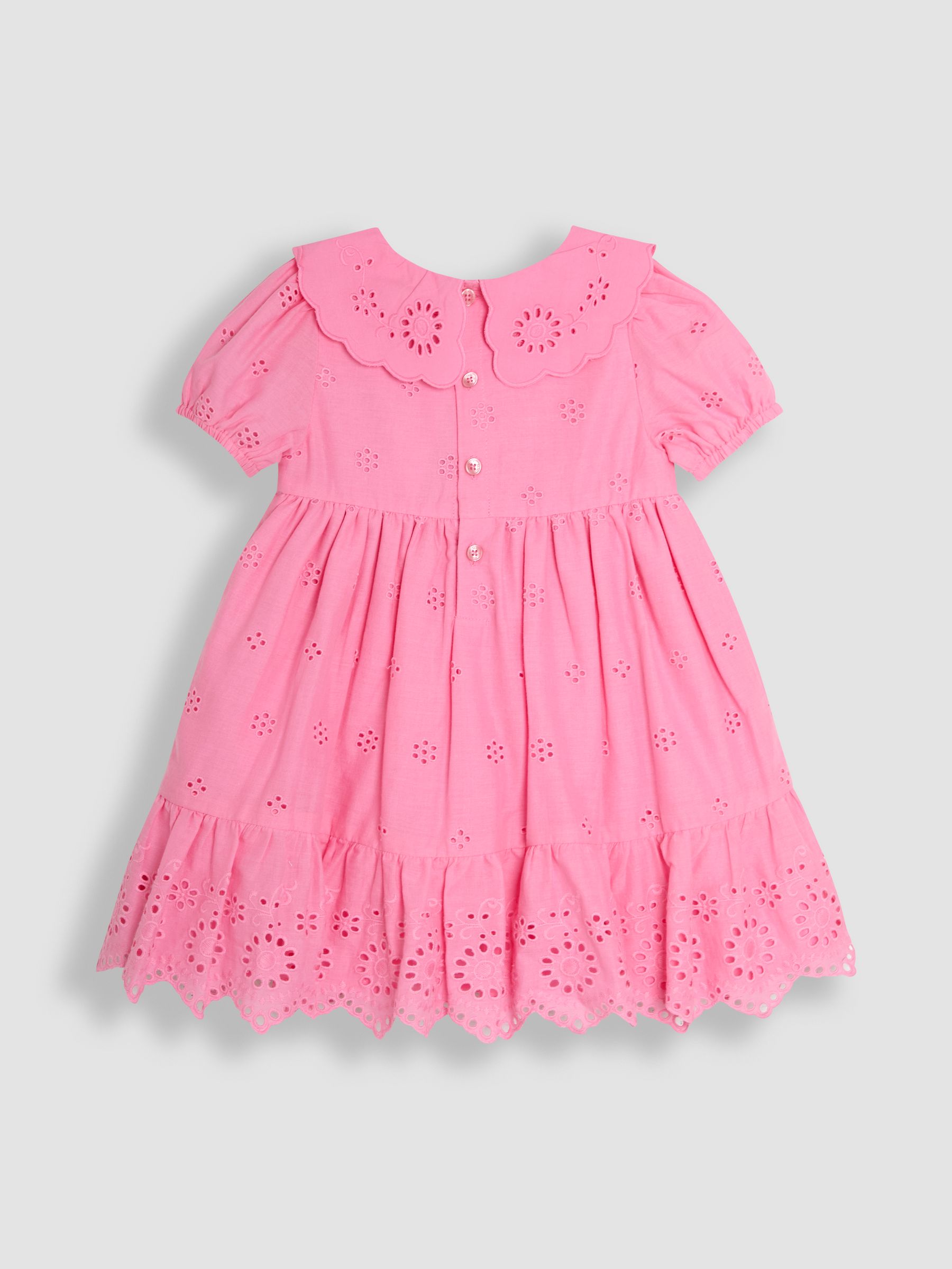 Pink Broderie Puff Sleeve 100% Cotton Dress - Image 2 of 3
