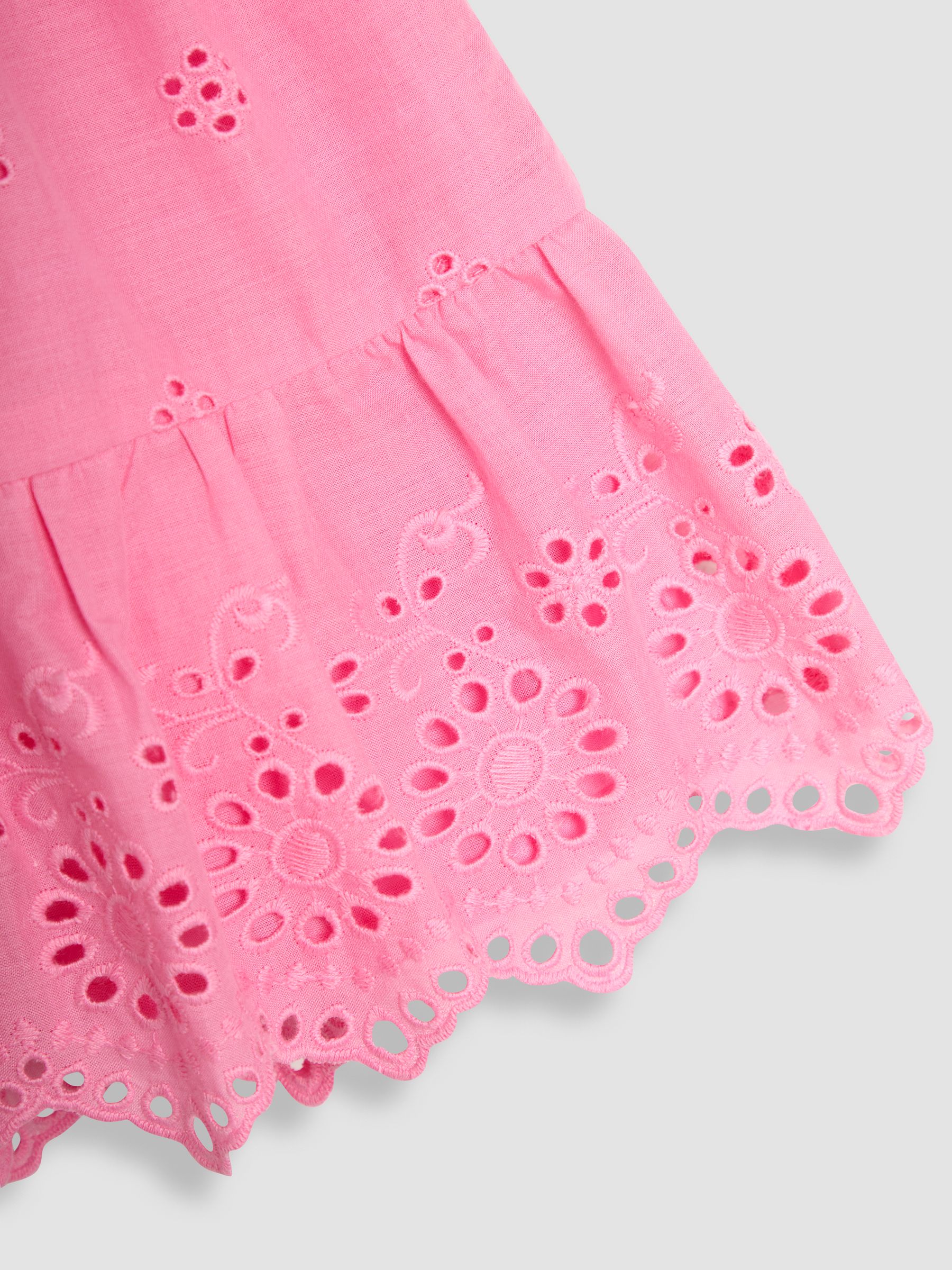 Pink Broderie Puff Sleeve 100% Cotton Dress - Image 3 of 3