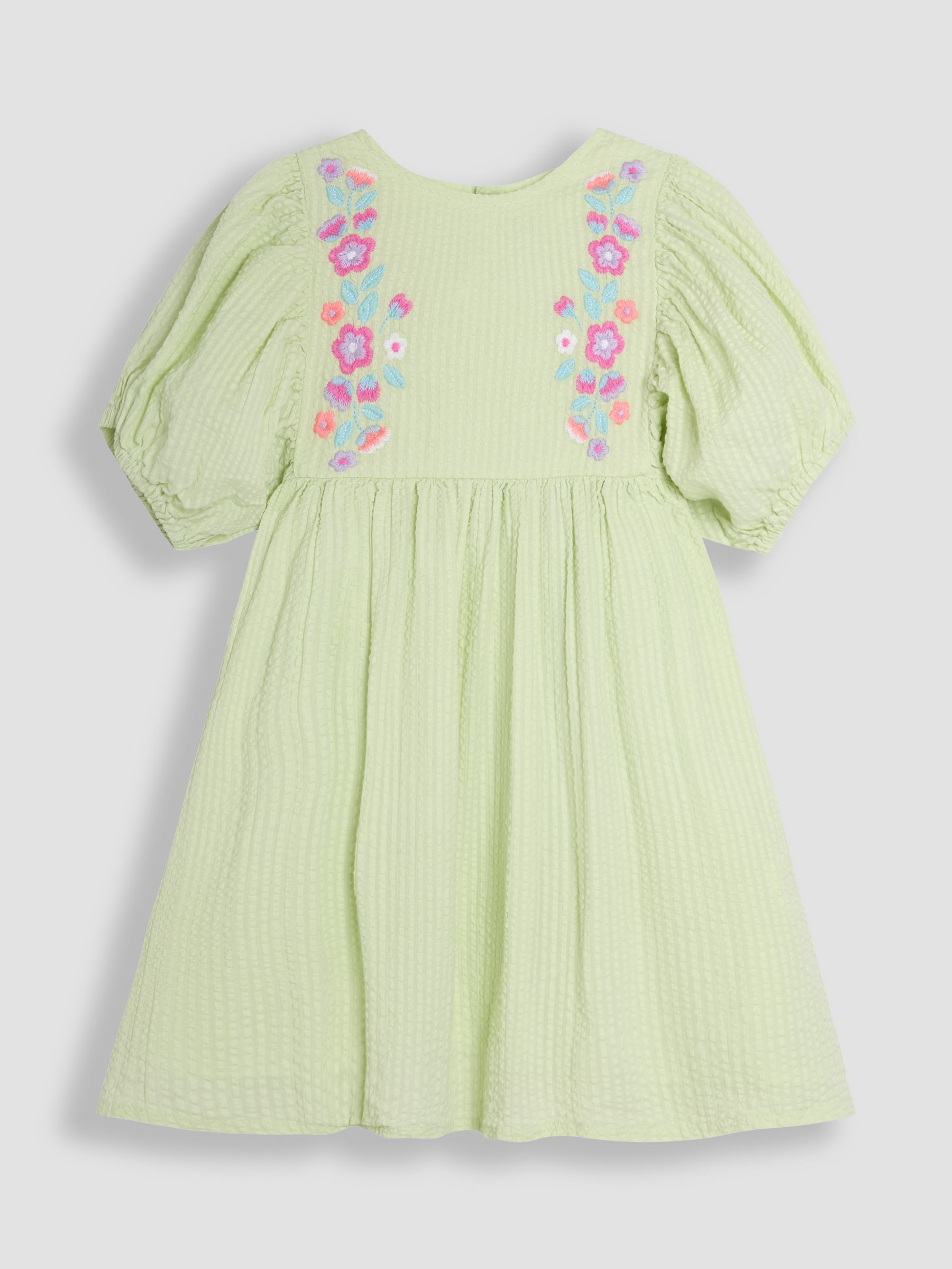Green Floral Embroidered Balloon Sleeve Dress - Image 3 of 3