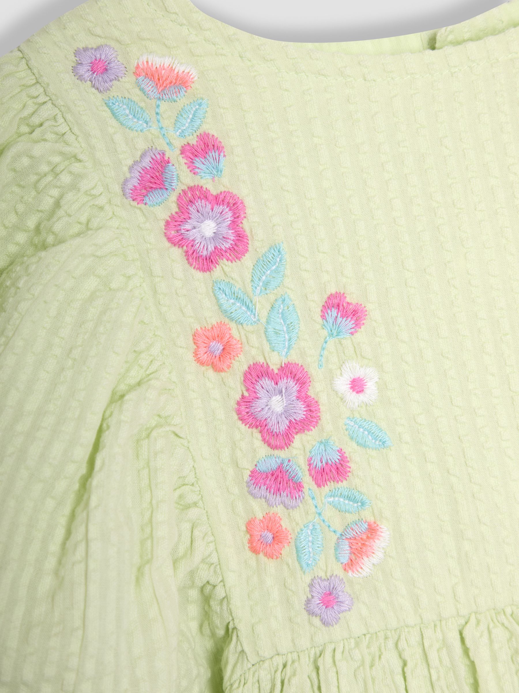 Green Floral Embroidered Balloon Sleeve Dress - Image 5 of 5