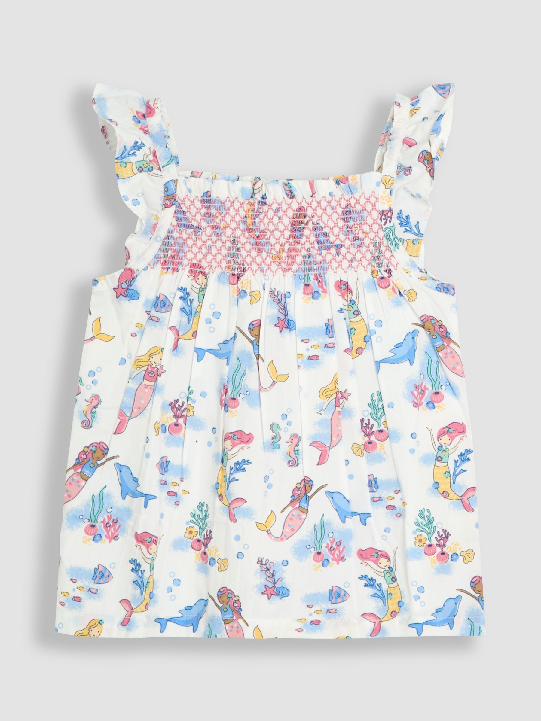 Blue Mermaid Scene 2-Piece Pet in Pocket Smocked Blouse & Shorts Set - Image 2 of 6