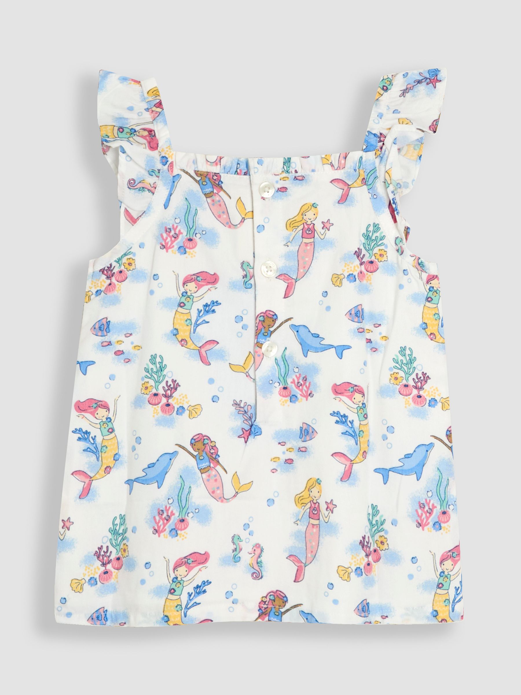 Blue Mermaid Scene 2-Piece Pet in Pocket Smocked Blouse & Shorts Set - Image 3 of 6