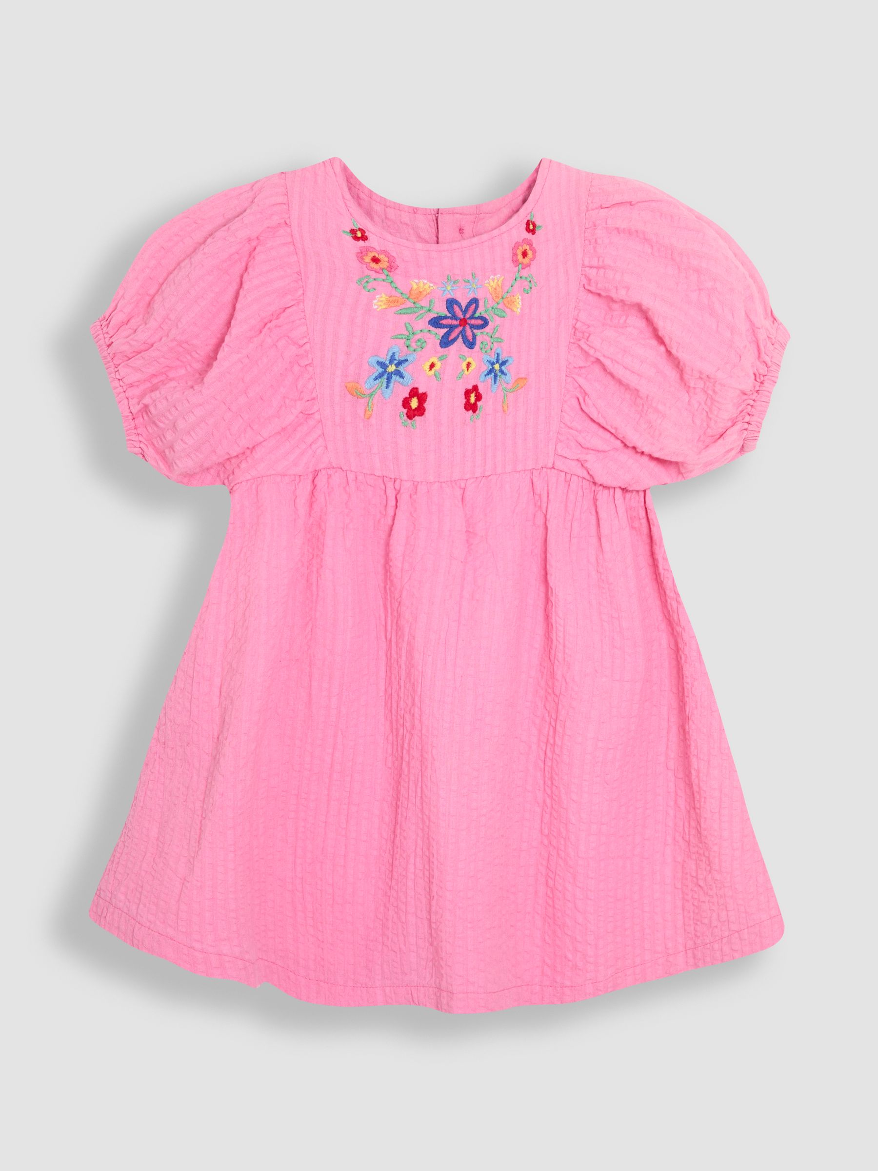Pink Floral Embroidered Balloon Sleeve Dress - Image 2 of 4