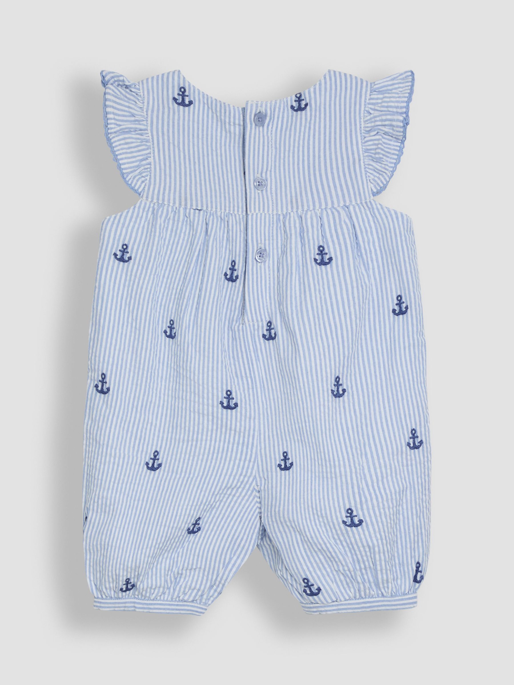 Blue Stripe Nautical Embroidered Sunsuit & Hat Set 2 Piece - Image 2 of 4