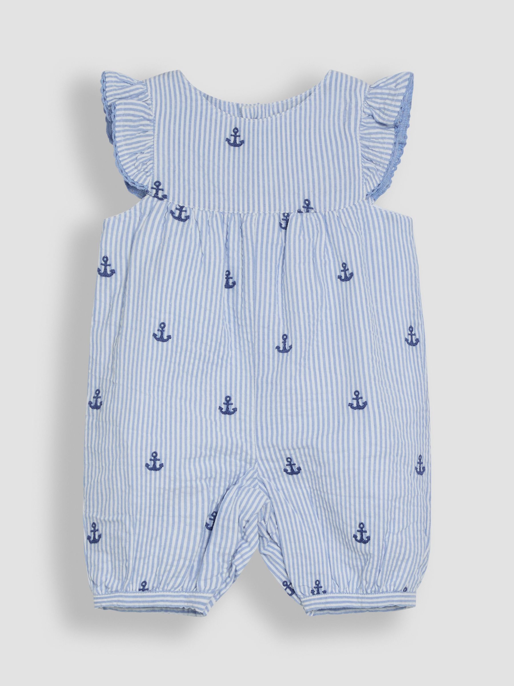 Blue Stripe Nautical Embroidered Sunsuit & Hat Set 2 Piece - Image 4 of 4
