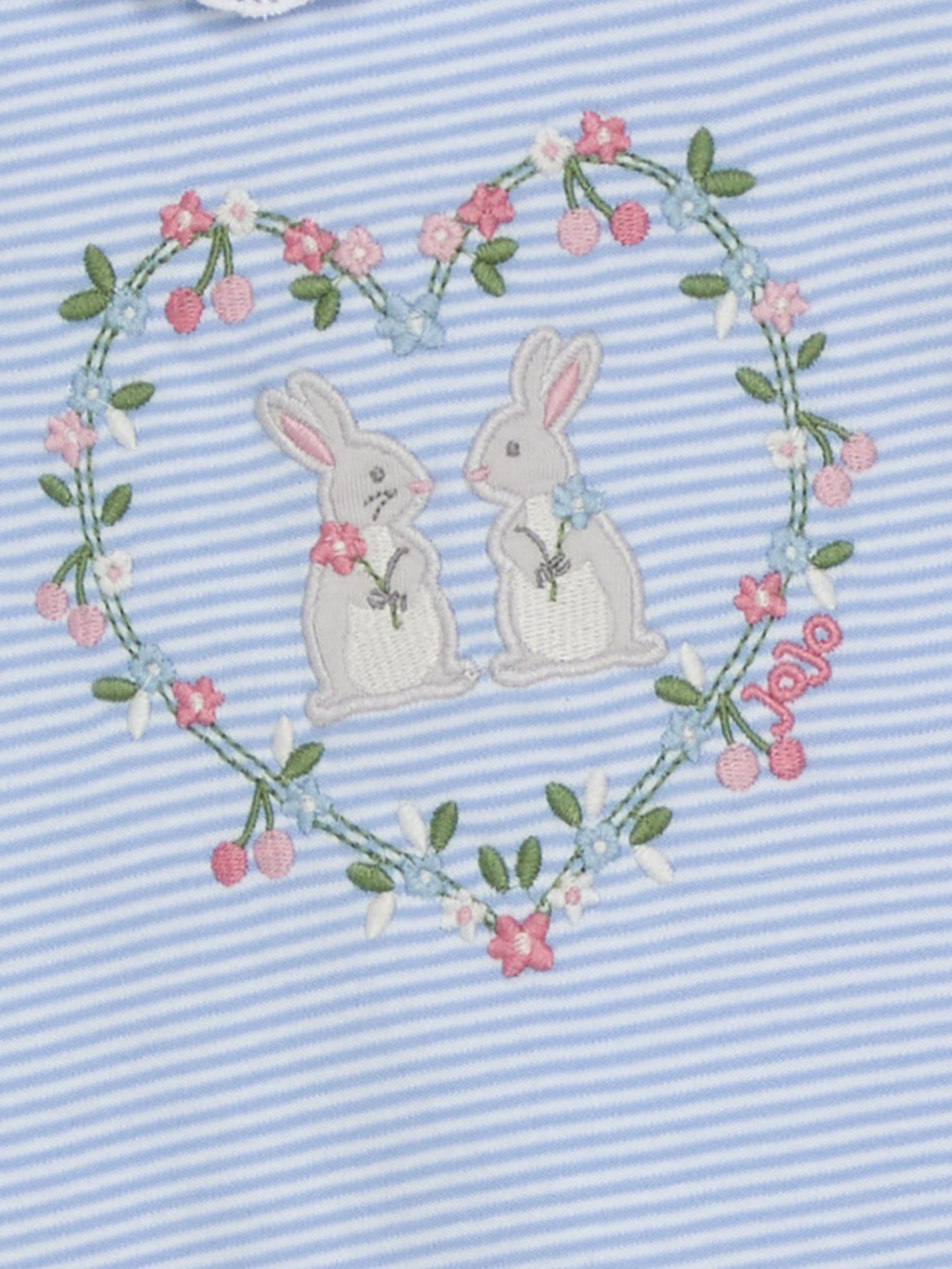 Blue Bunny Applique 2 Pack Broderie Collar Rompers - Image 6 of 7