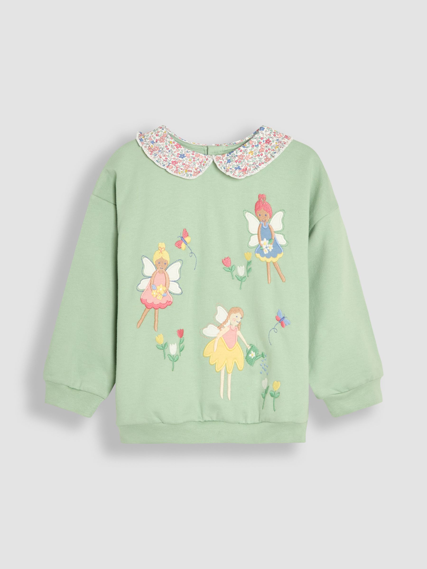 Green Fairy Frill Collar Appliqué 100% Cotton Sweatshirt - Image 2 of 4